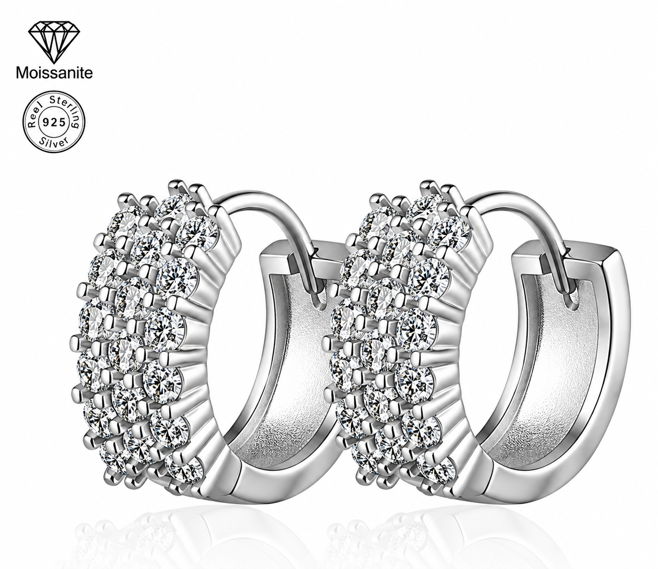 Cluster Pavé Moissanite Hoop Earrings-0.3 Carat | 925 Sterling Silver
