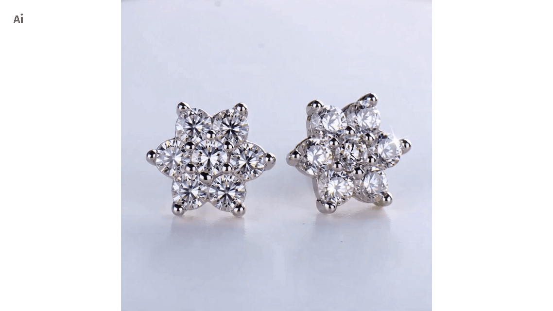 Snowflake CZ Stud Earrings – 925 Sterling Silver