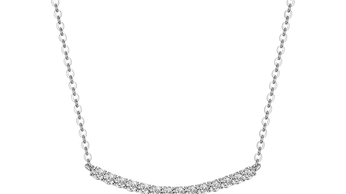 1ct Moissanite Curve Bar Necklace – 925 Sterling Silver