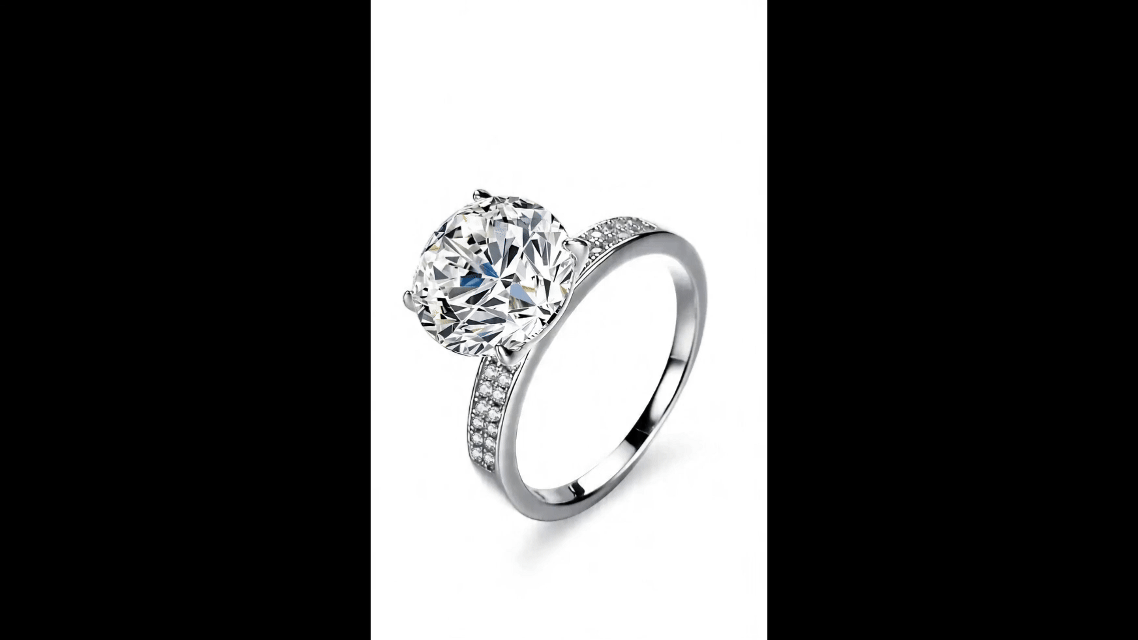 5 Carat Moissanite Engagement Ring – Double Pavé Band | 925 Sterling Silver