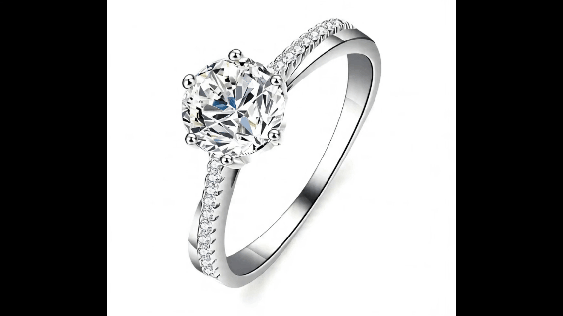1 Carat D Color Moissanite Classic Pavé Engagement Ring – S925
