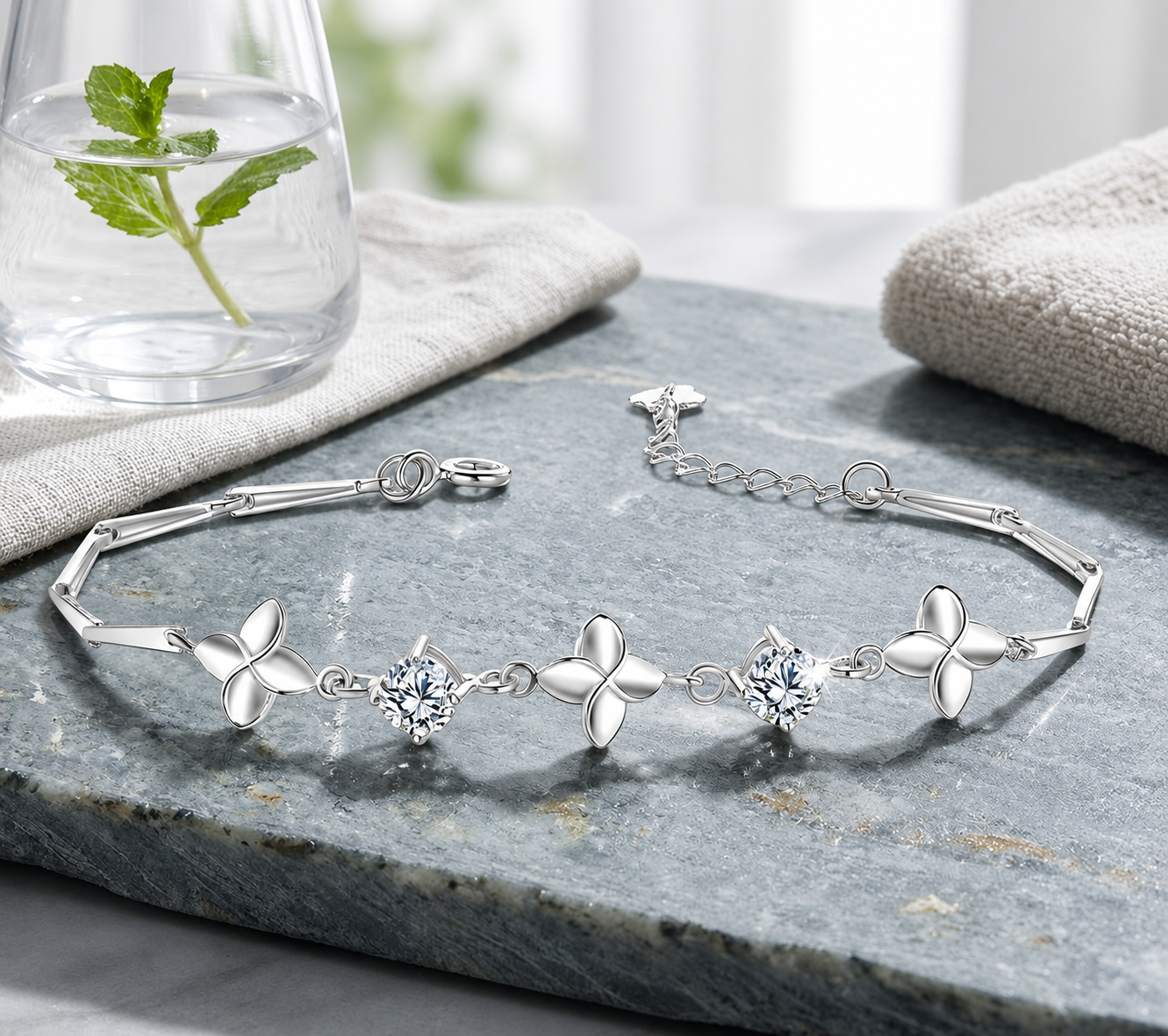 Four-Leaf Clover Bracelet – 925 Sterling Silver