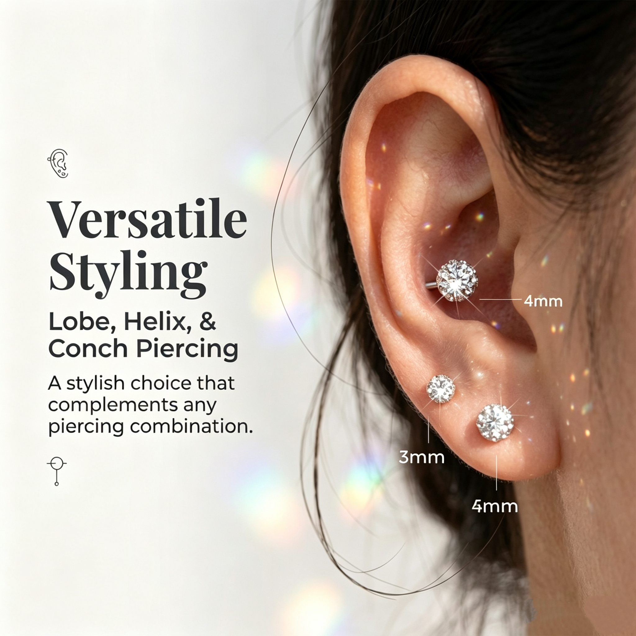 Double Ball Moissanite Stud Earrings for Women, 925 Sterling Silver, Hypoallergenic Everyday Fine Jewelry