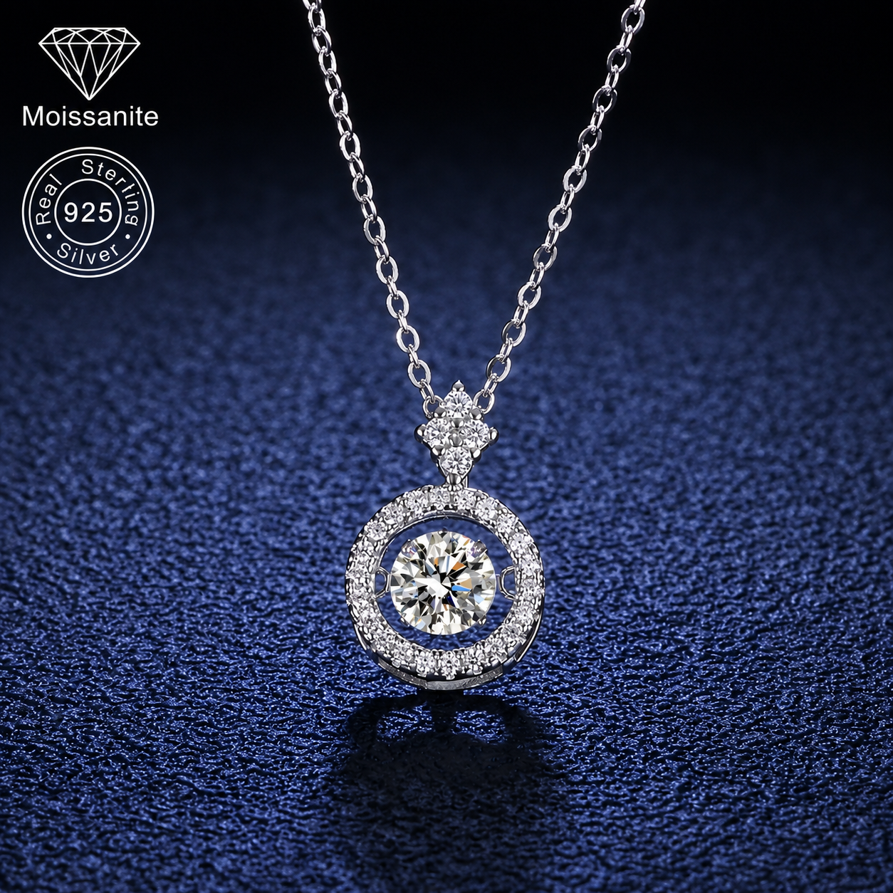 Elegant 925 Sterling Silver Dancing Moissanite Necklace - 1.0 ct D/VVS Floating Stone Halo, VVS Layering Plain Silver Necklaces & Pendants