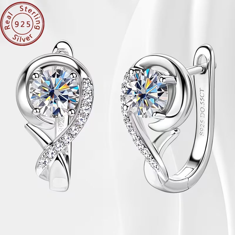 Rose Moissanite Earrings for Women, 925 Sterling Silver Flower Earrings, 1.10CTW Round Cut Moissanite, Elegant Fine Jewelry Gift