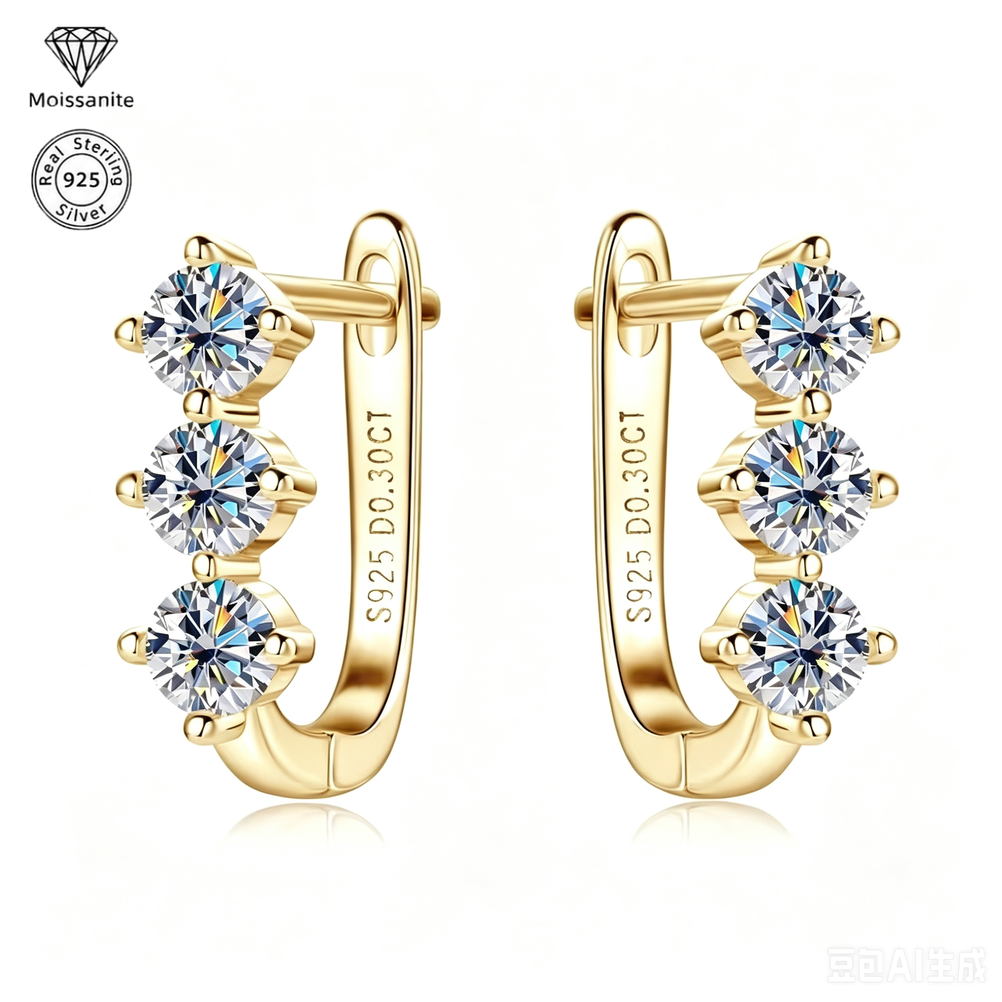 0.6 CARAT Moissanite Hoop Earrings for Women, 925 Sterling Silver Huggie Hoops, Round Cut Moissanite Earrings, Hypoallergenic Fine Jewelry