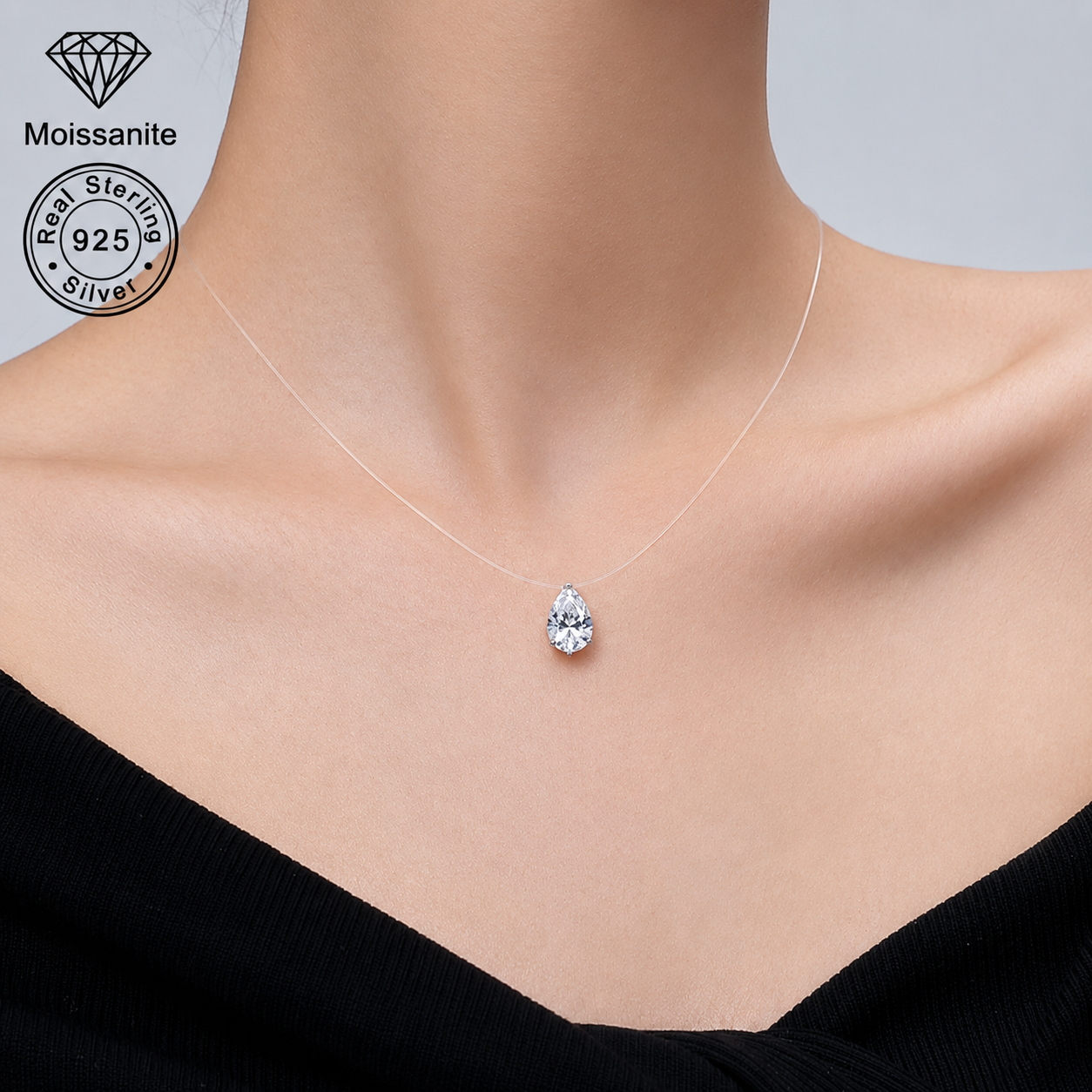 Pear Cut CZ Pendant Necklace – S925 Sterling Silver