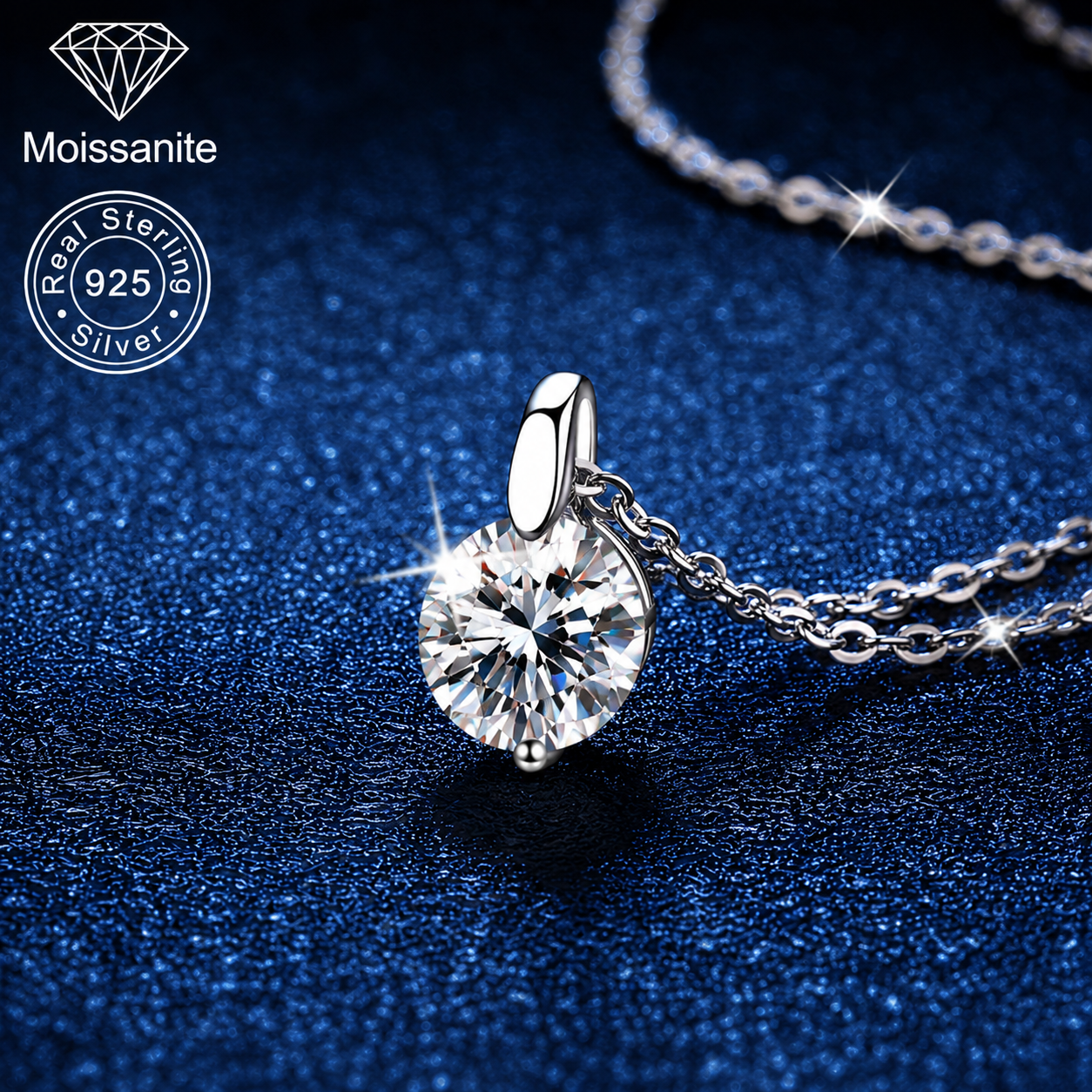 Classic Moissanite Pendant Necklace-1 Carat | 925 Sterling Silver