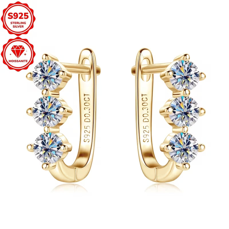 0.60CTW Moissanite Hoop Earrings for Women, 925 Sterling Silver Huggie Hoops, Round Cut Moissanite Earrings, Hypoallergenic Fine Jewelry