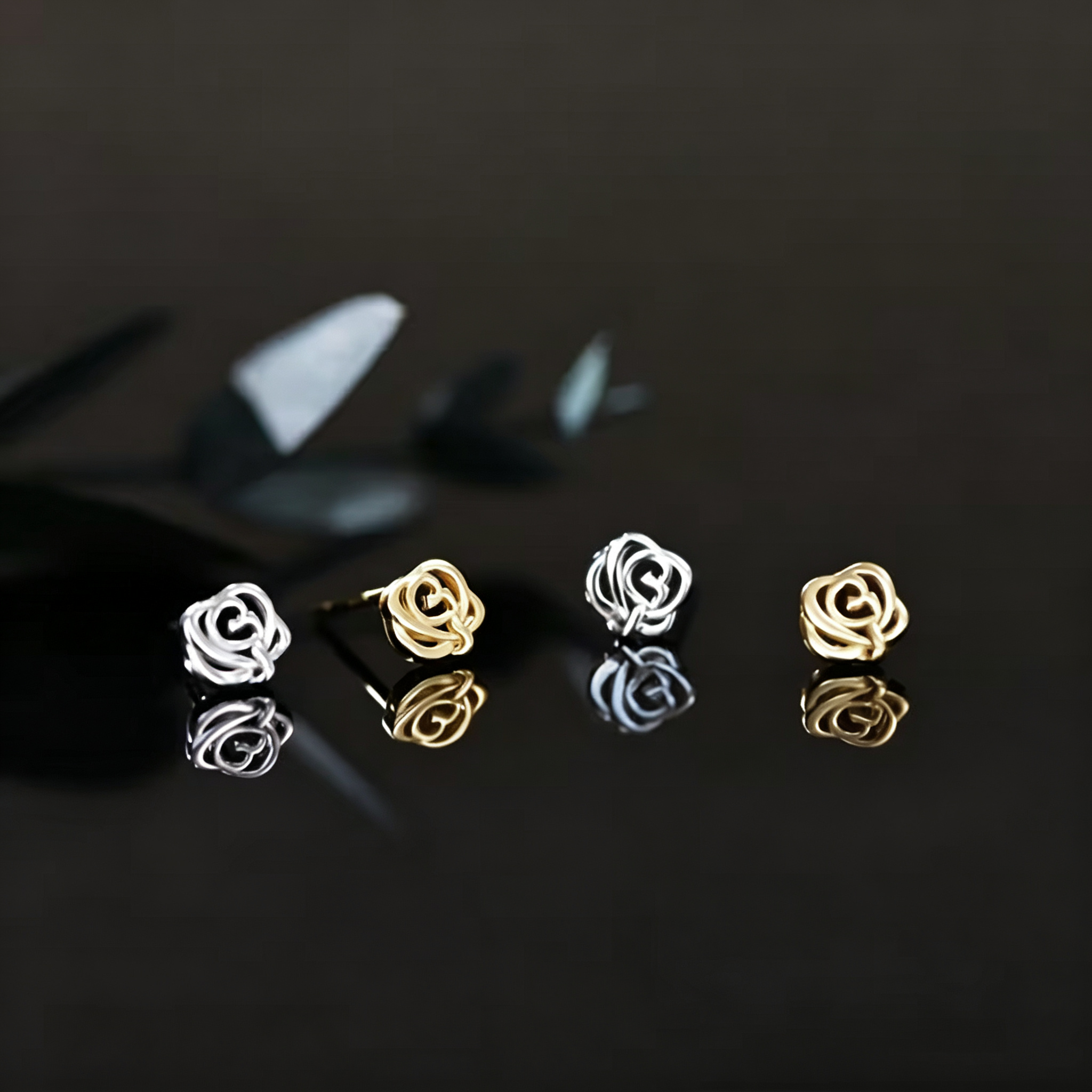 Rose Stud Earrings for Women, 925 Sterling Silver, Hypoallergenic Floral Earrings, Elegant Everyday Jewelry