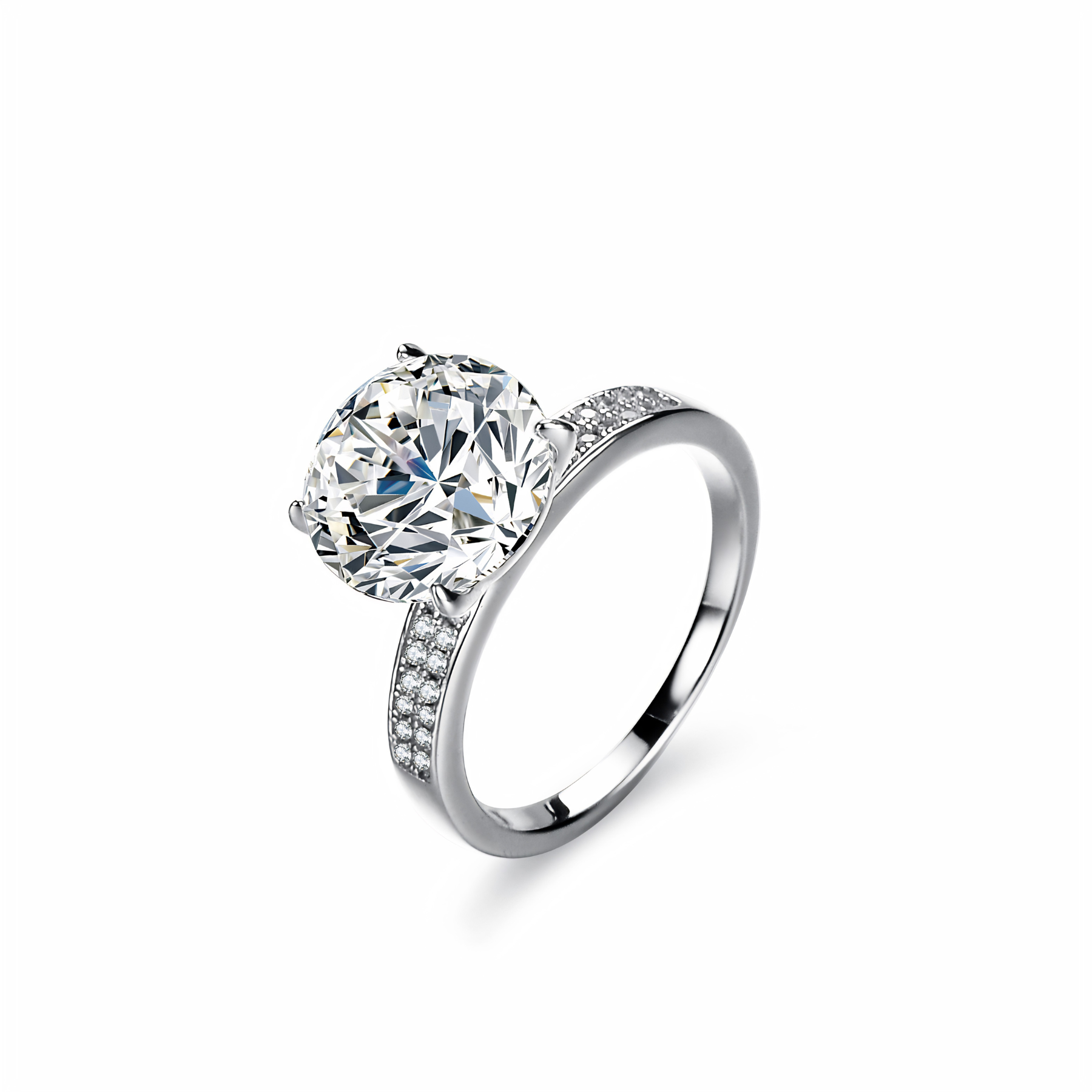 5 Carat Moissanite Engagement Ring – Double Pavé Band | 925 Sterling Silver