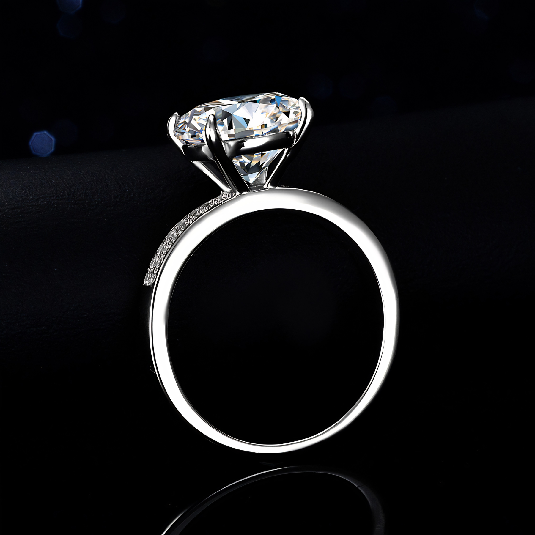 5 Carat Moissanite Engagement Ring – Double Pavé Band | 925 Sterling Silver