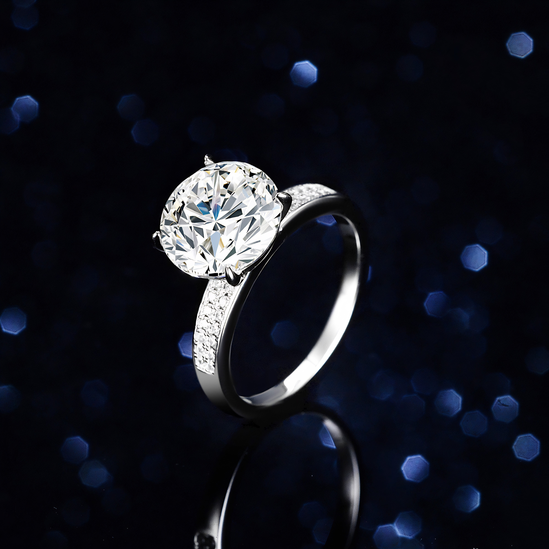 5 Carat Moissanite Engagement Ring – Double Pavé Band | 925 Sterling Silver