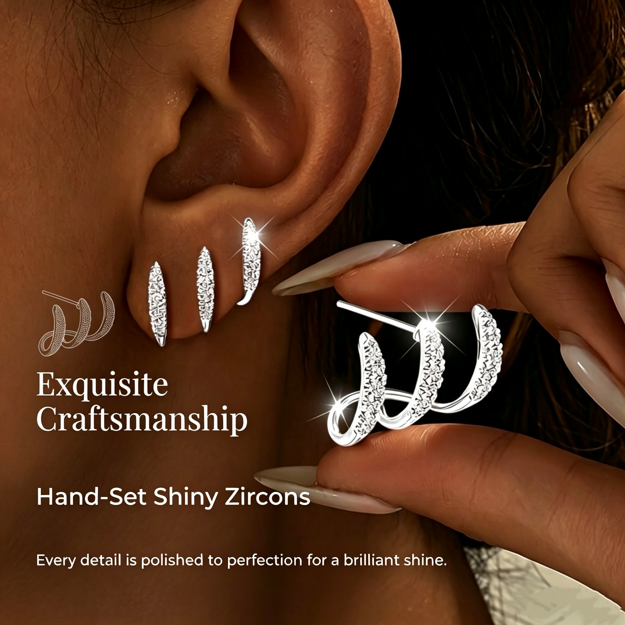 Paw Print Stud Earrings for Women, 925 Sterling Silver, Sparkling Zirconia Earrings, Hypoallergenic Pet Lover Jewelry