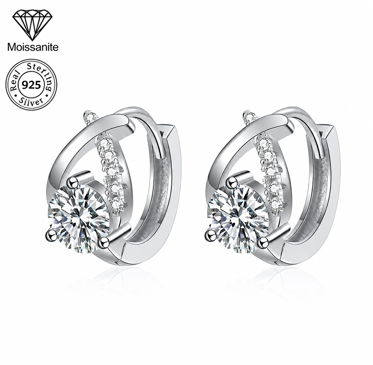 Twist Halo Moissanite Hoop Earrings – 0.5 CARAT | 925 Sterling Silver