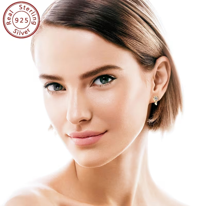 Rose Moissanite Earrings for Women, 925 Sterling Silver Flower Earrings, 1.10CTW Round Cut Moissanite, Elegant Fine Jewelry Gift