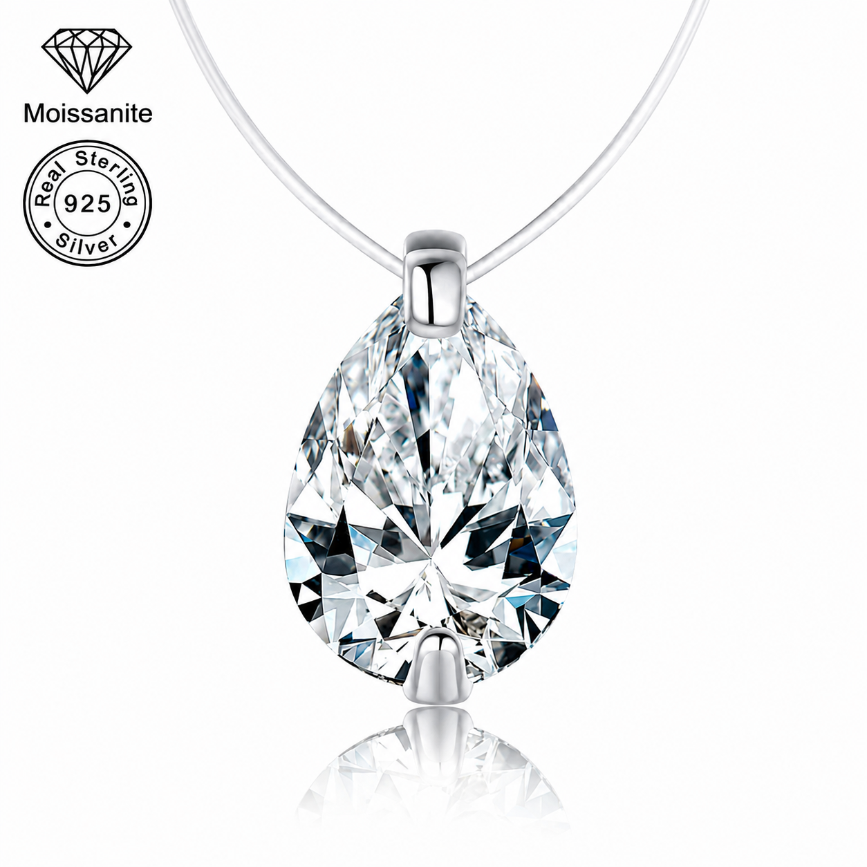 Pear Cut CZ Pendant Necklace – S925 Sterling Silver