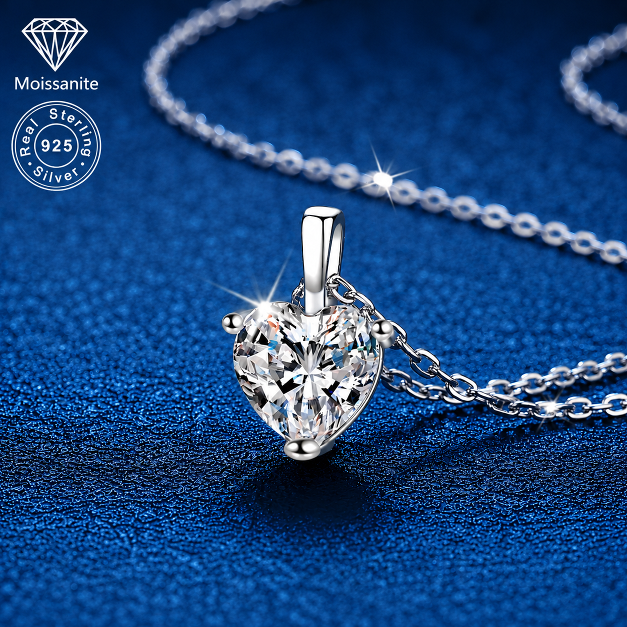 Heart Moissanite Pendant Necklace – 1 Carat | 925 Sterling Silver