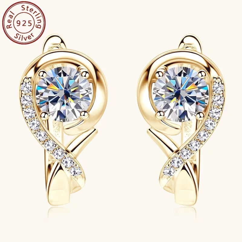 Rose Moissanite Earrings for Women, 925 Sterling Silver Flower Earrings, 1.10CTW Round Cut Moissanite, Elegant Fine Jewelry Gift