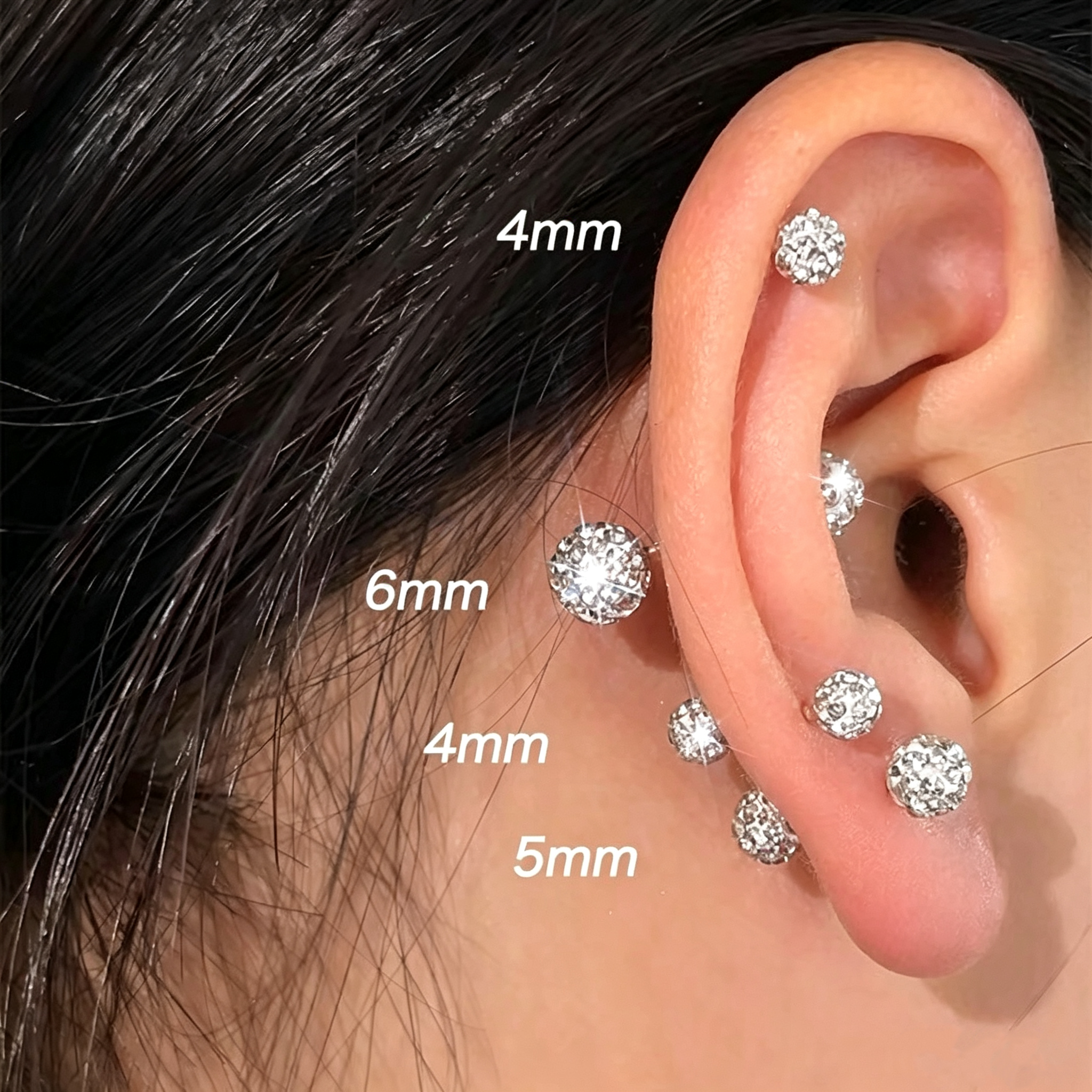 Double Ball Moissanite Stud Earrings for Women, 925 Sterling Silver, Hypoallergenic Everyday Fine Jewelry
