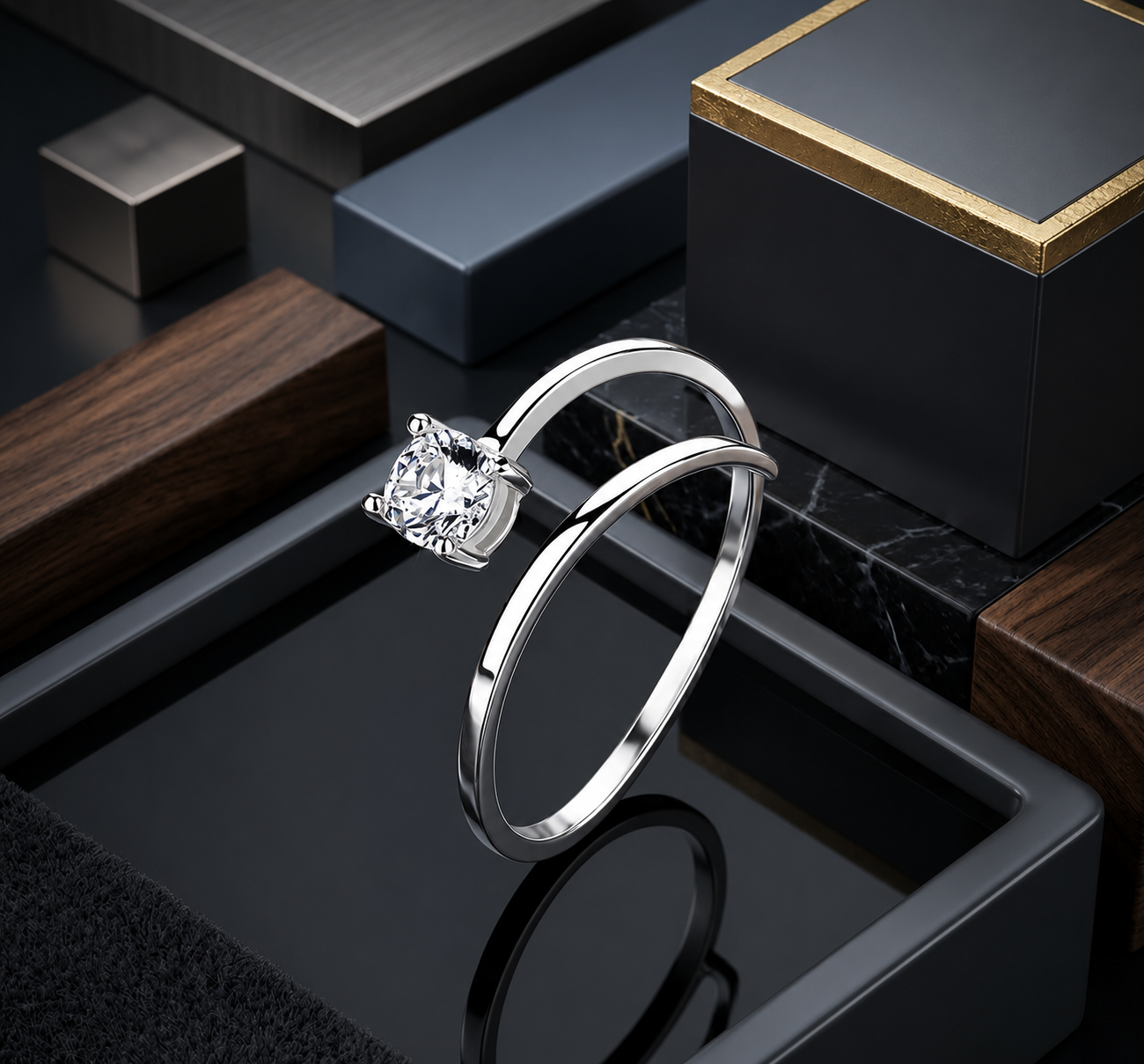 Dainty Solitaire Adjustable Ring – 925 Sterling Silver