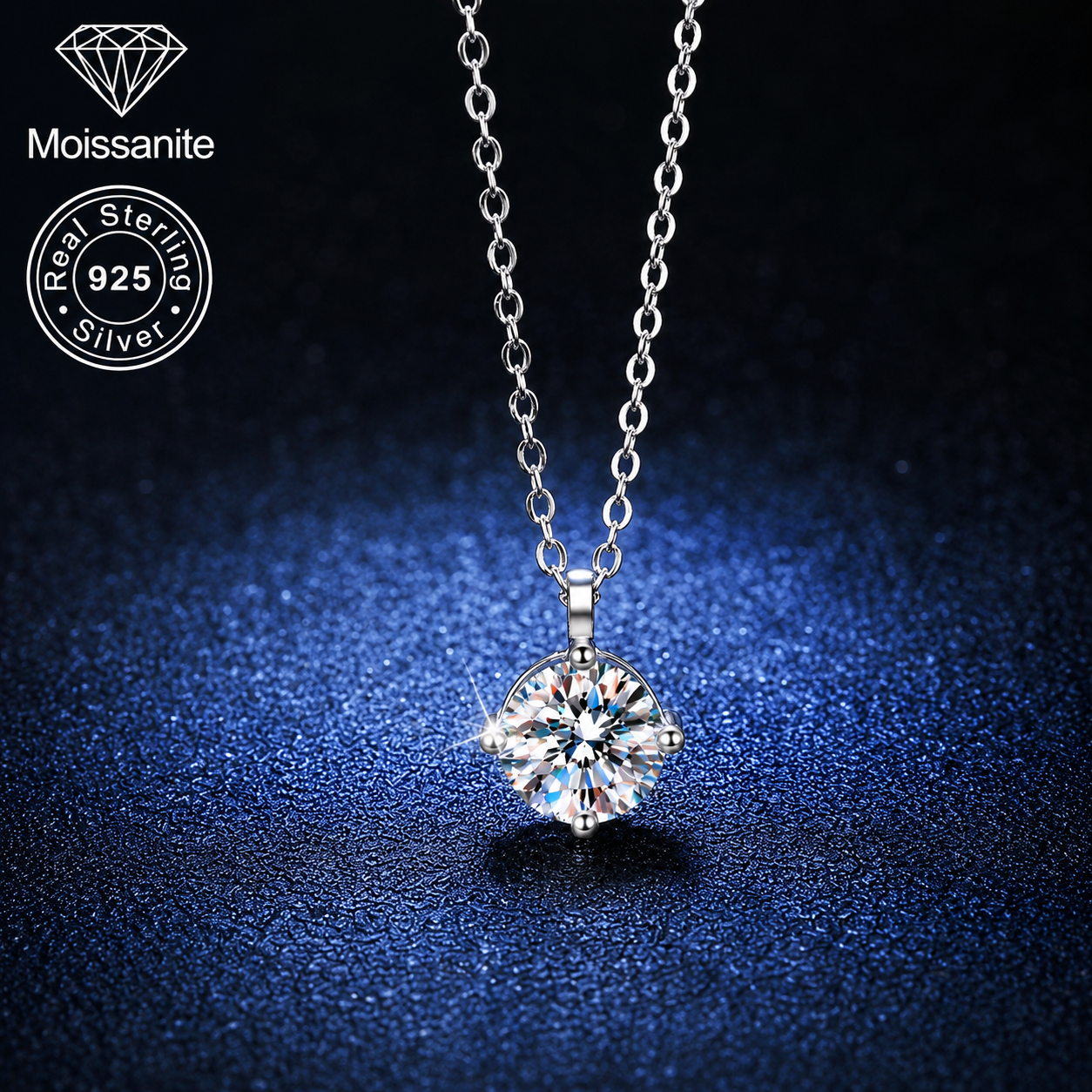 Classic Moissanite Pendant Necklace -2 Carat | 925 Sterling Silver