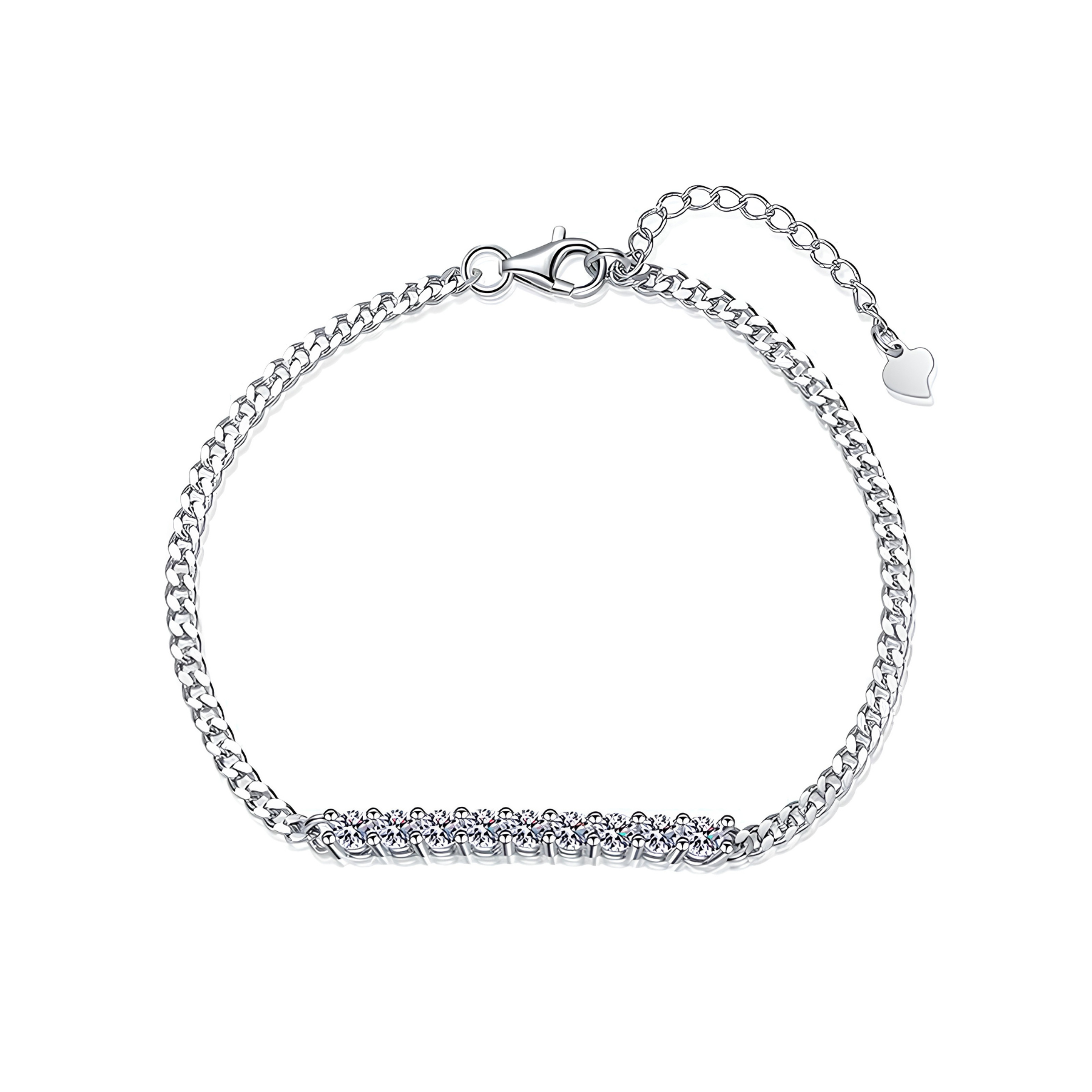 Half Tennis Moissanite Bracelet – 0.9CT, 925 Sterling Silver