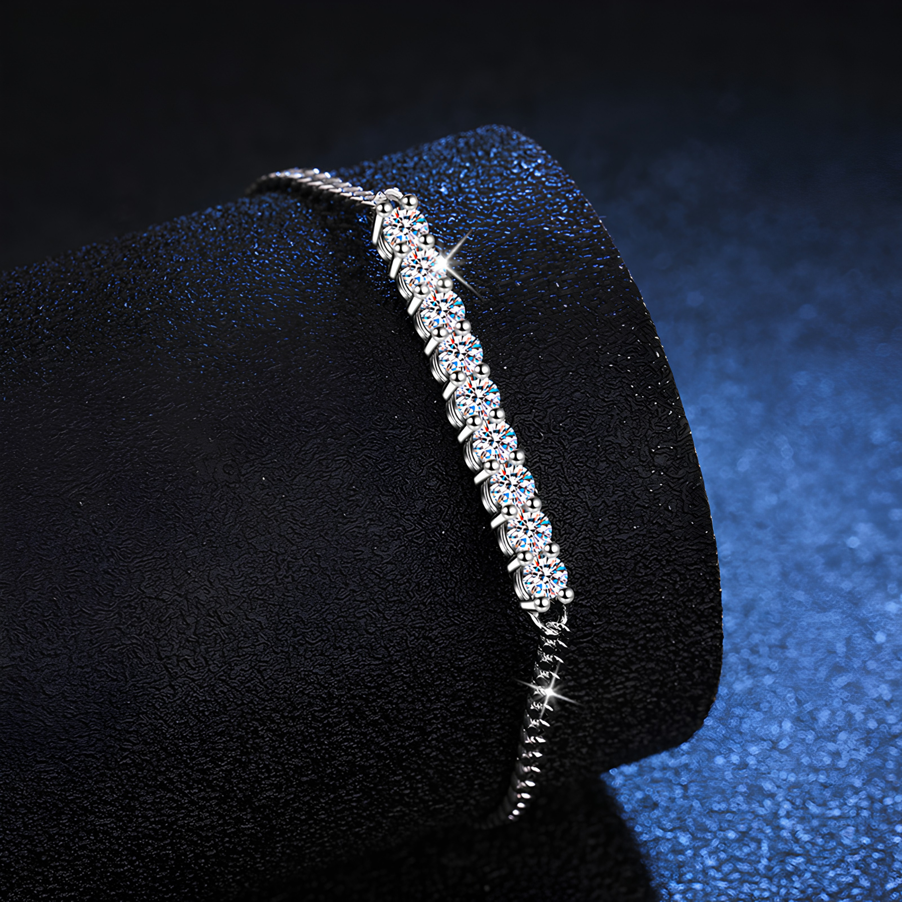 Half Tennis Moissanite Bracelet – 0.9CT, 925 Sterling Silver