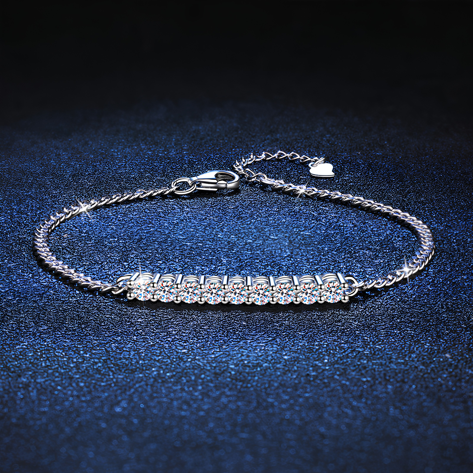 Half Tennis Moissanite Bracelet – 0.9CT, 925 Sterling Silver
