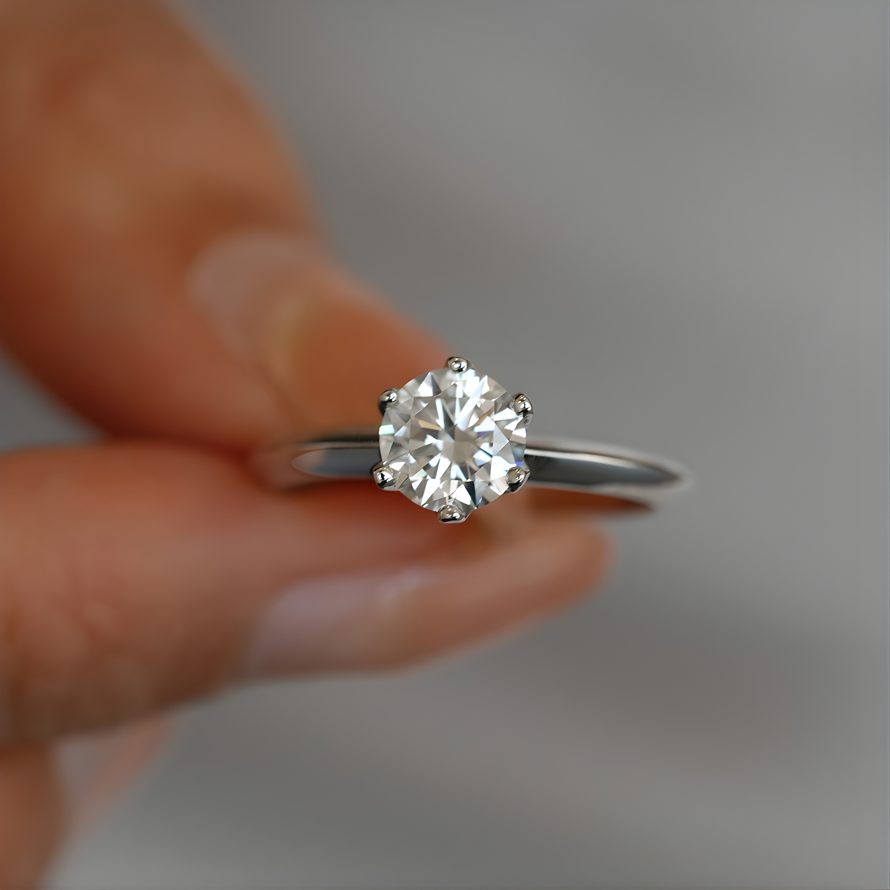 Classic Moissanite Engagement Ring - S925