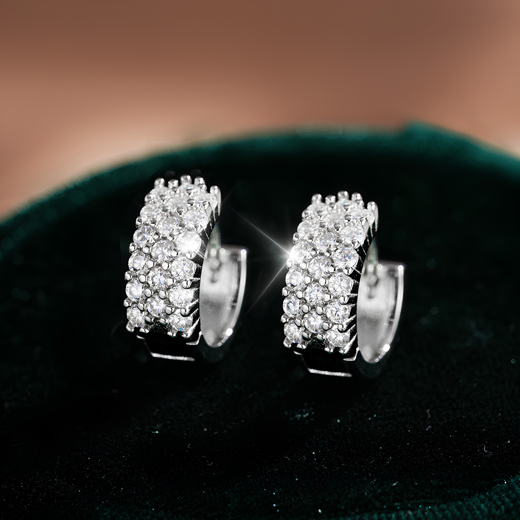 Cluster Pavé Moissanite Hoop Earrings | 925 Sterling Silver