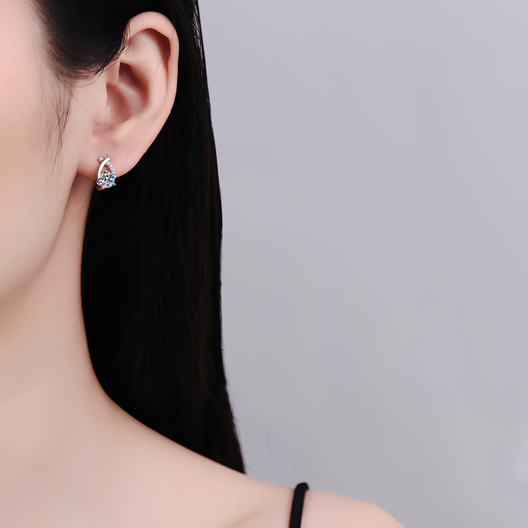 Twist Halo Moissanite Hoop Earrings – 0.5CT, 925 Sterling Silver