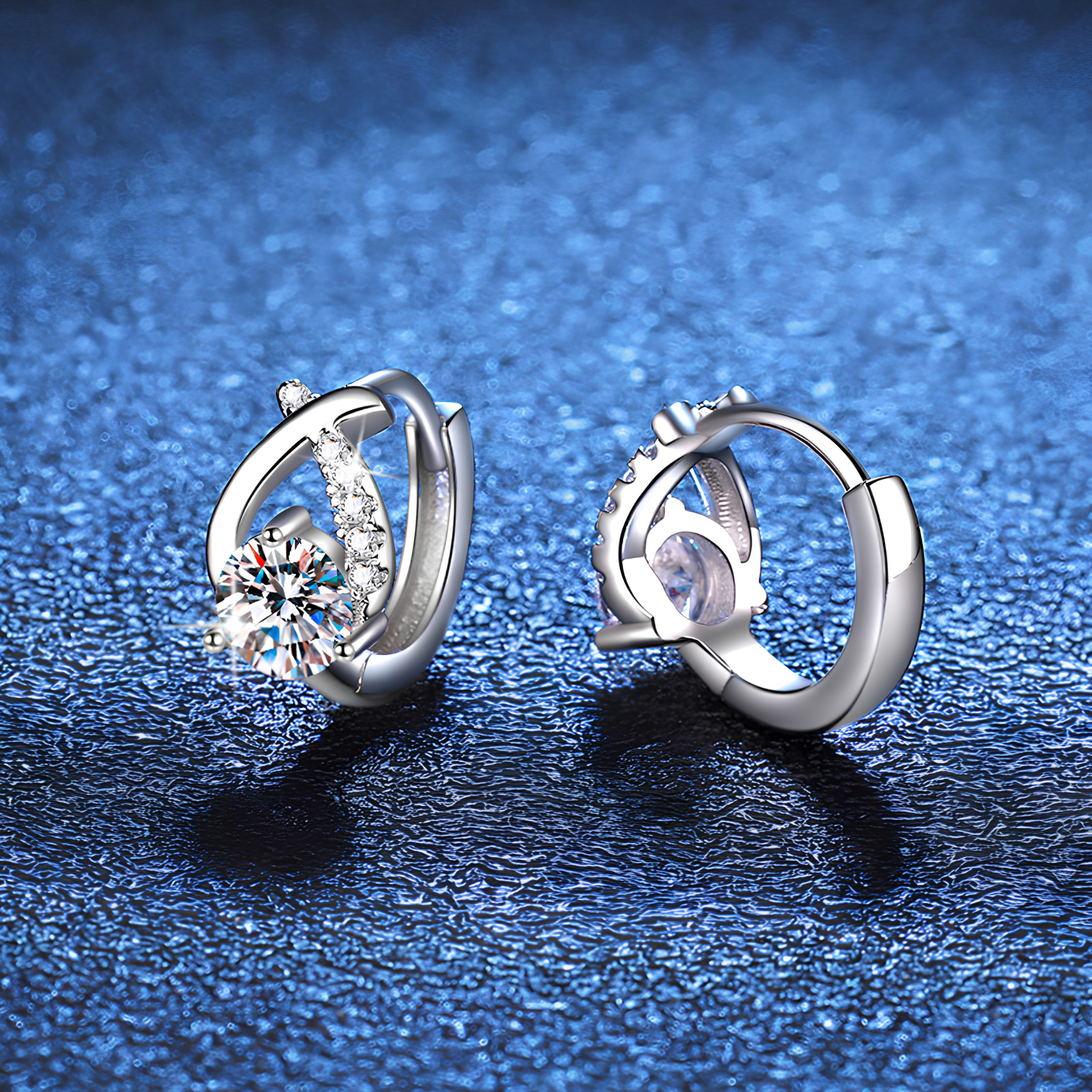 Twist Halo Moissanite Hoop Earrings – 0.5CT, 925 Sterling Silver
