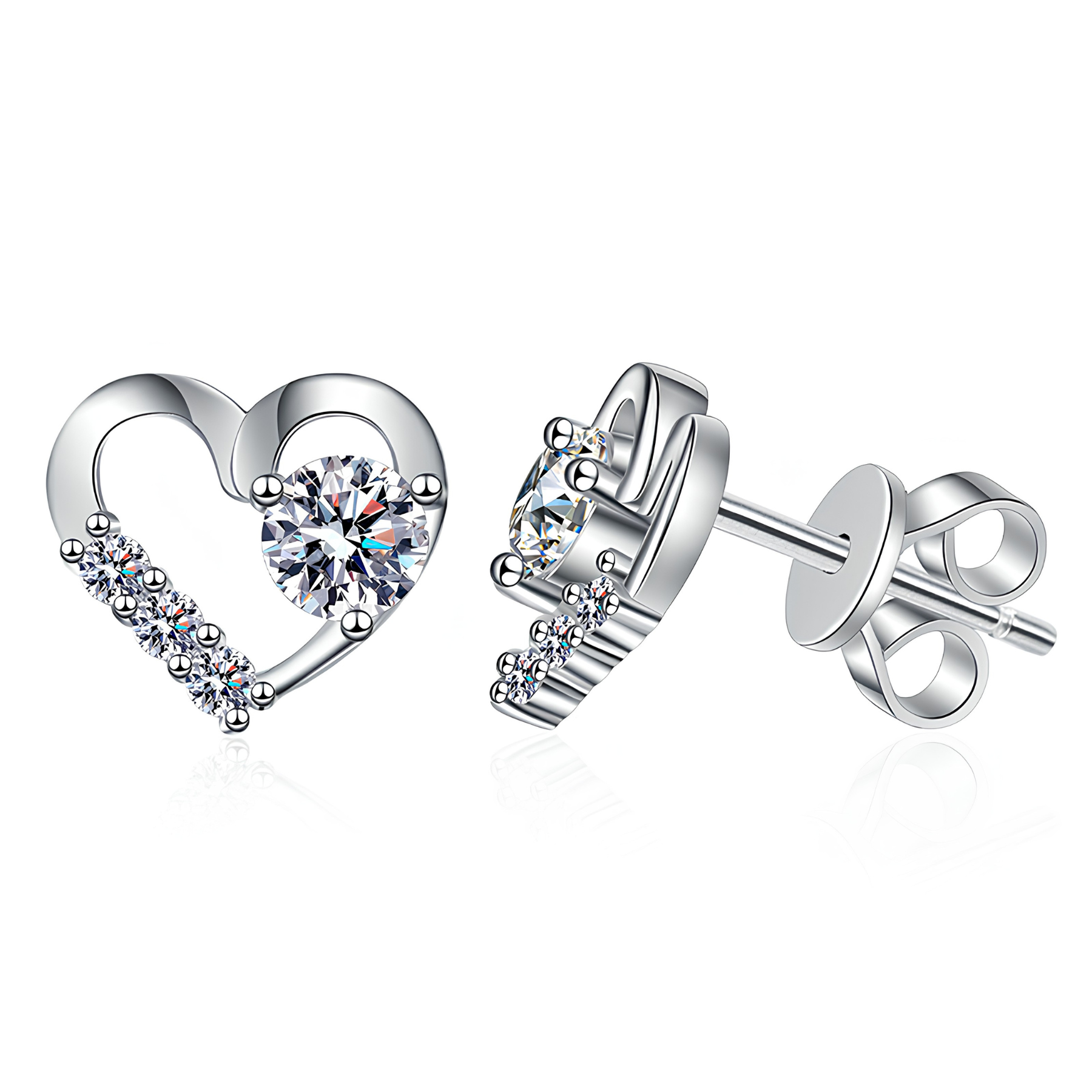 Heart Moissanite Stud Earrings – 0.3CT, 925 Sterling Silver