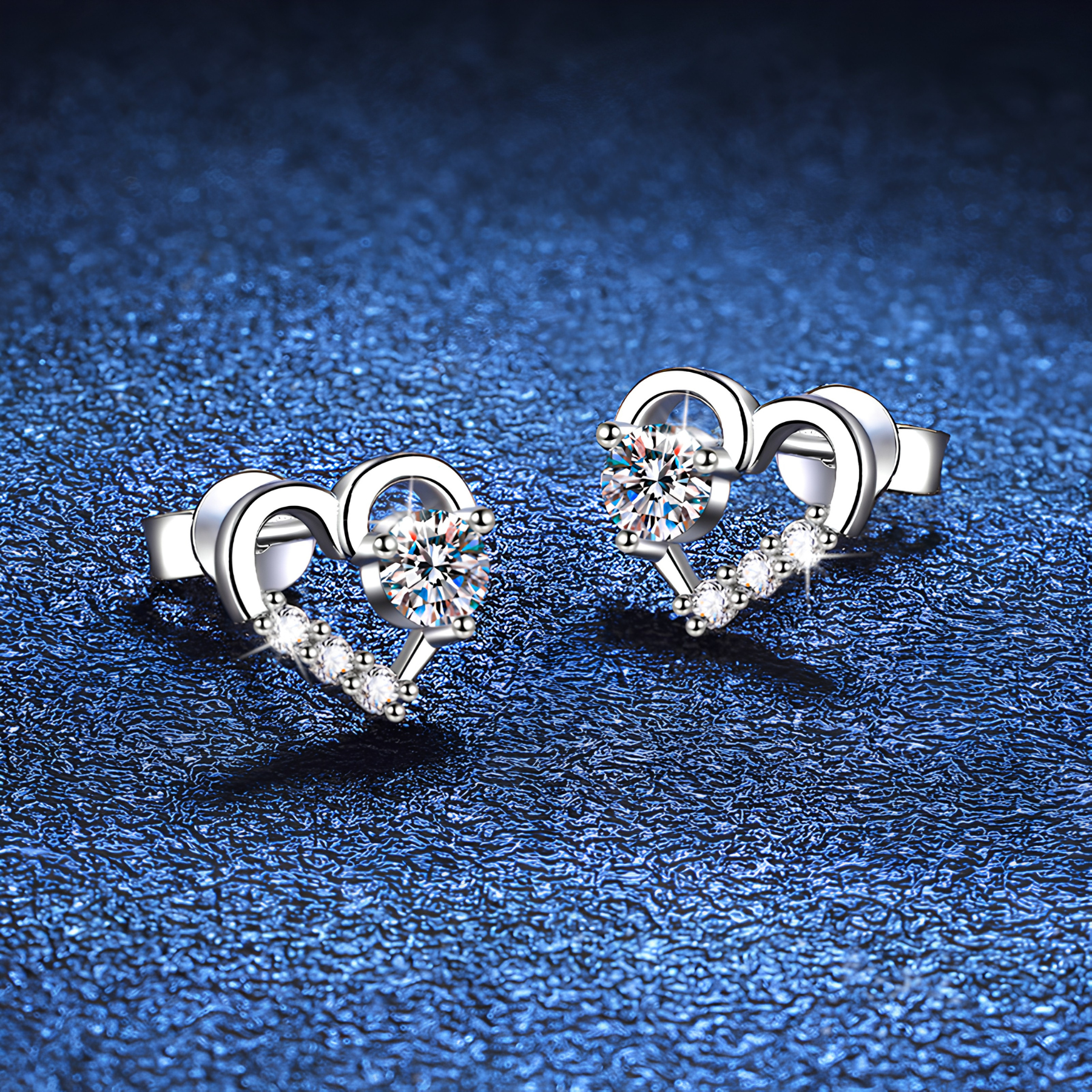 Heart Moissanite Stud Earrings – 0.3CT, 925 Sterling Silver