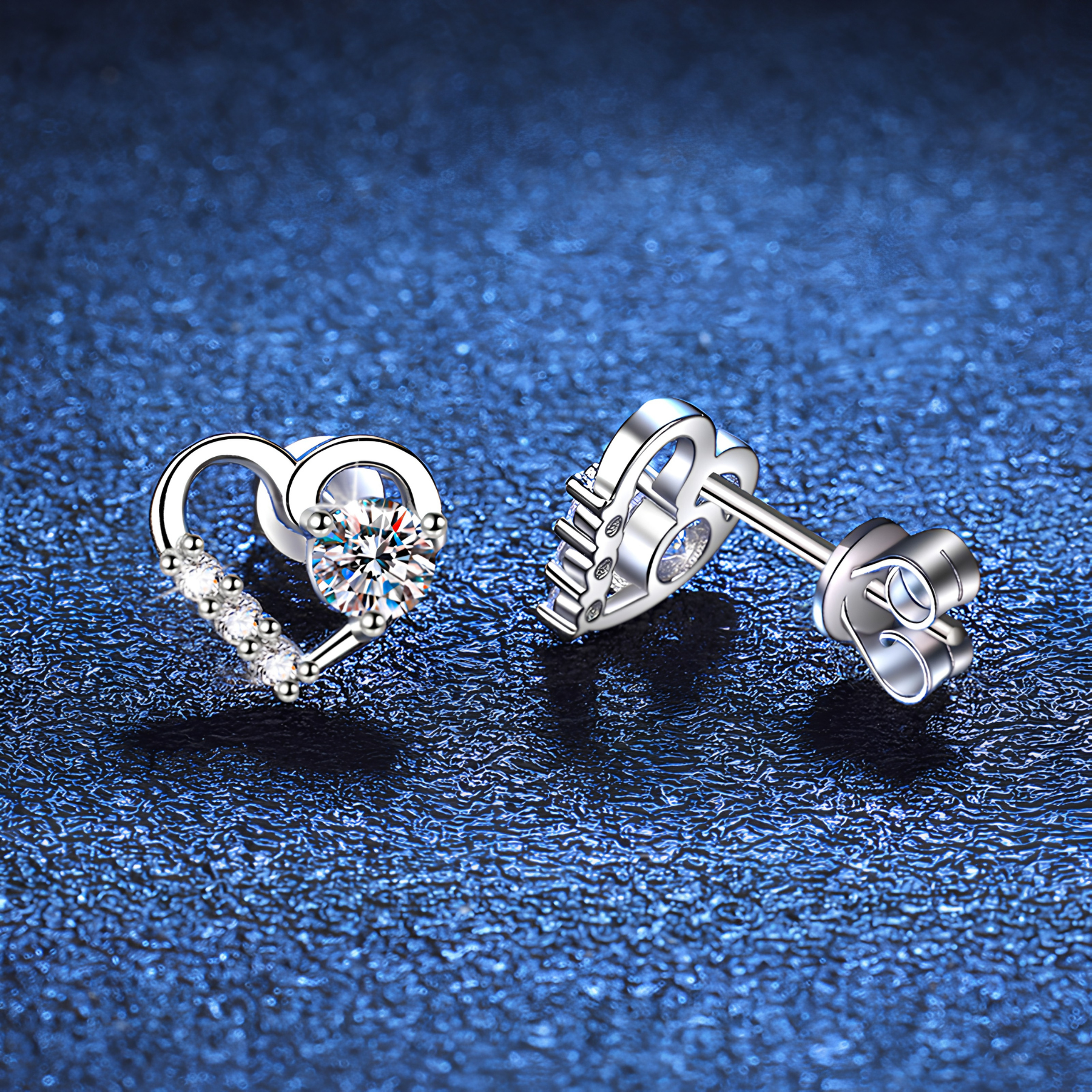 Heart Moissanite Stud Earrings – 0.3CT, 925 Sterling Silver