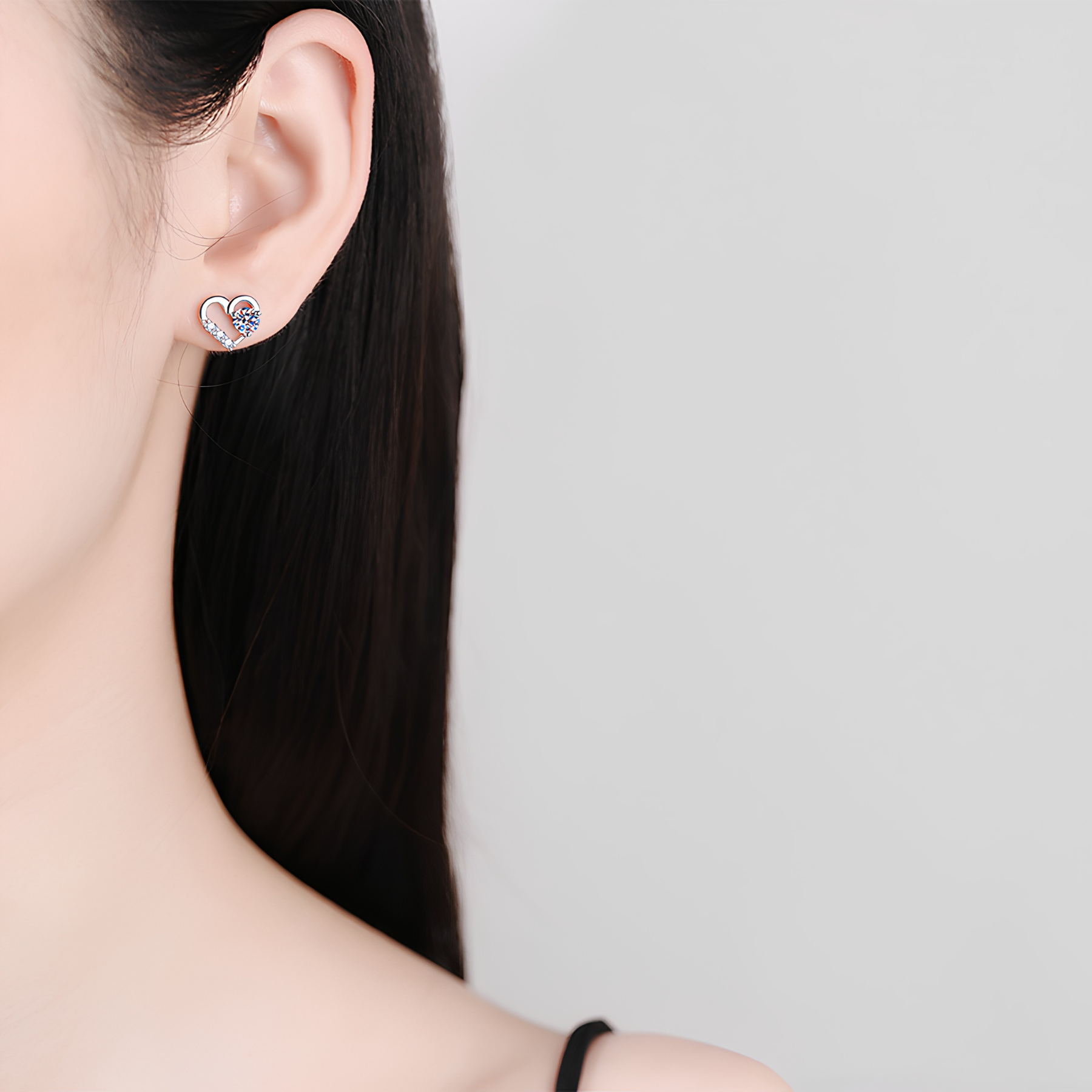 Heart Moissanite Stud Earrings – 0.3CT, 925 Sterling Silver