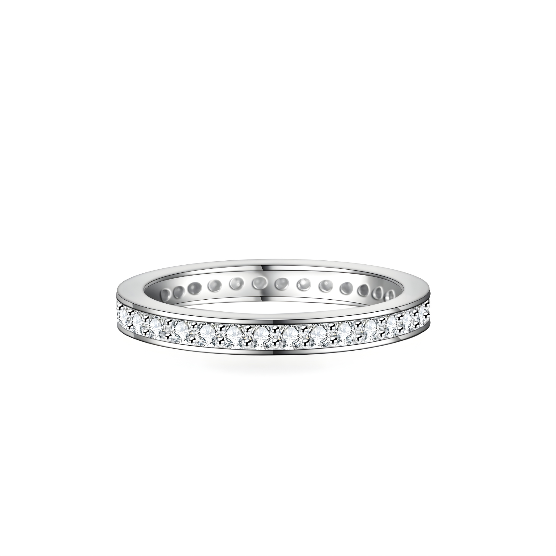 Full Eternity Pavé Moissanite Band Ring | 925 Sterling Silver