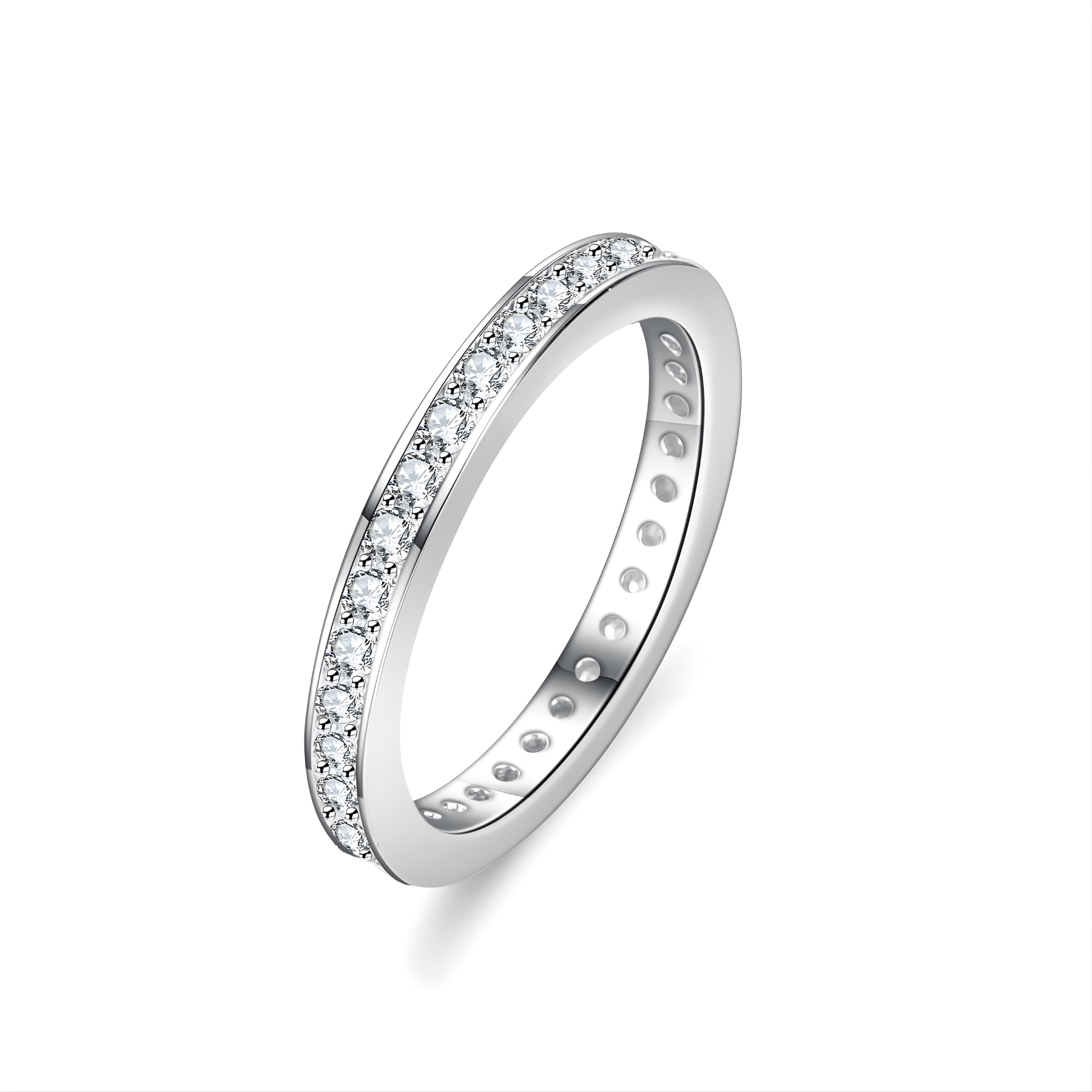 Full Eternity Pavé Moissanite Band Ring | 925 Sterling Silver