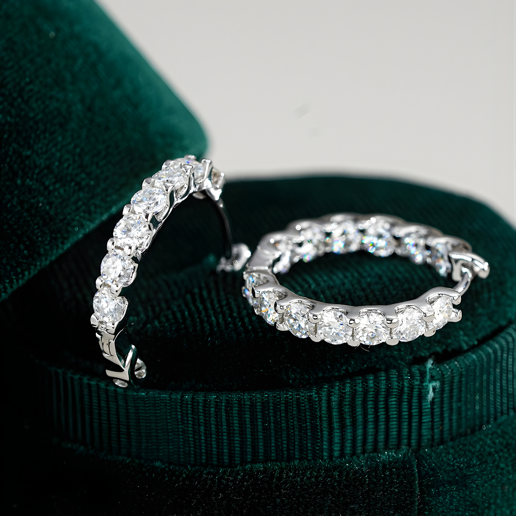 Full Pavé Moissanite Hoop Earrings | 925 Sterling Silver
