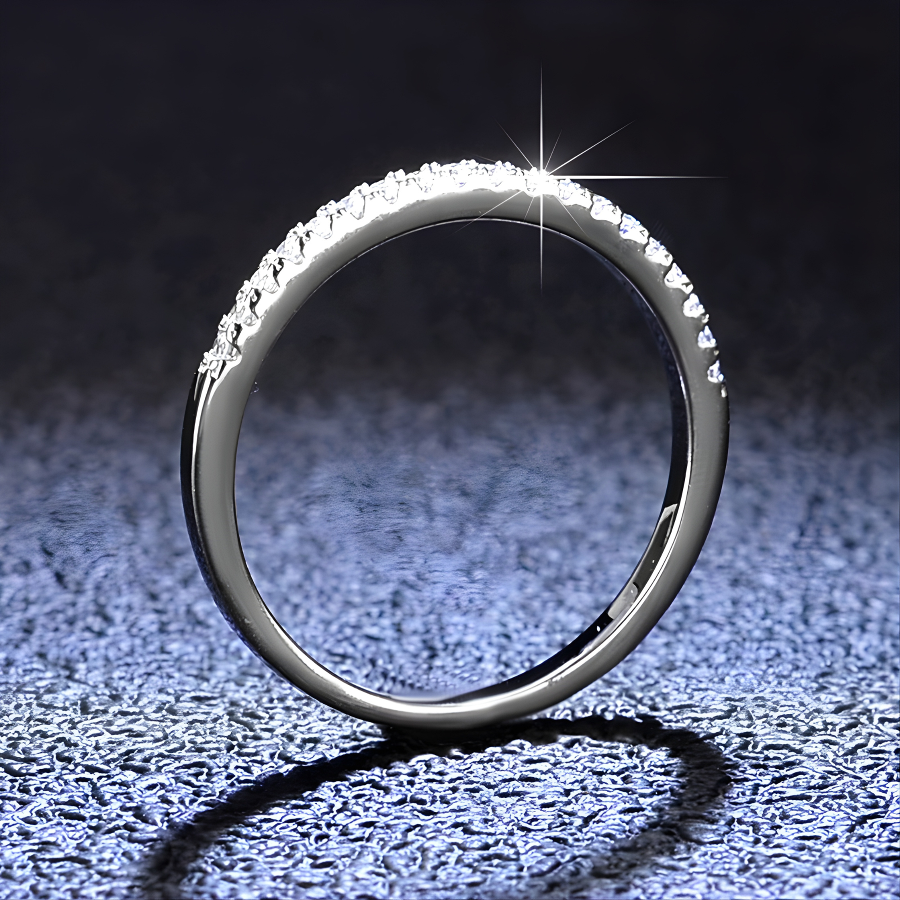 Minimal Moissanite Band Ring – 925 Sterling Silver