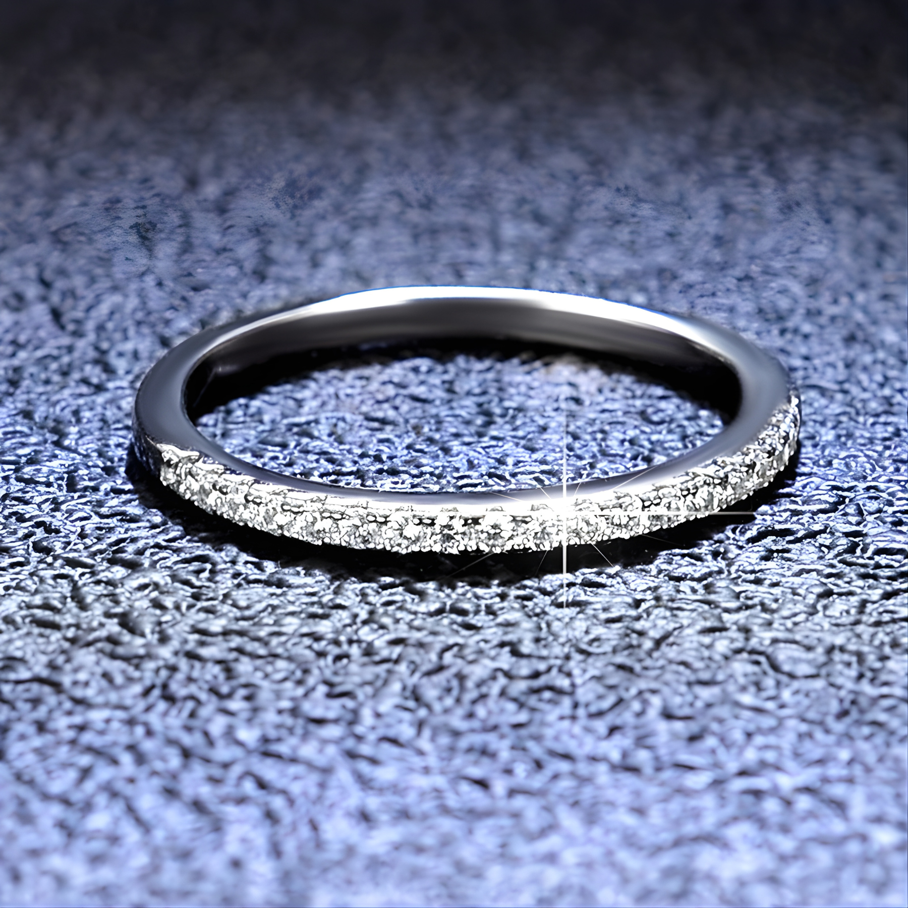 Minimal Moissanite Band Ring – 925 Sterling Silver