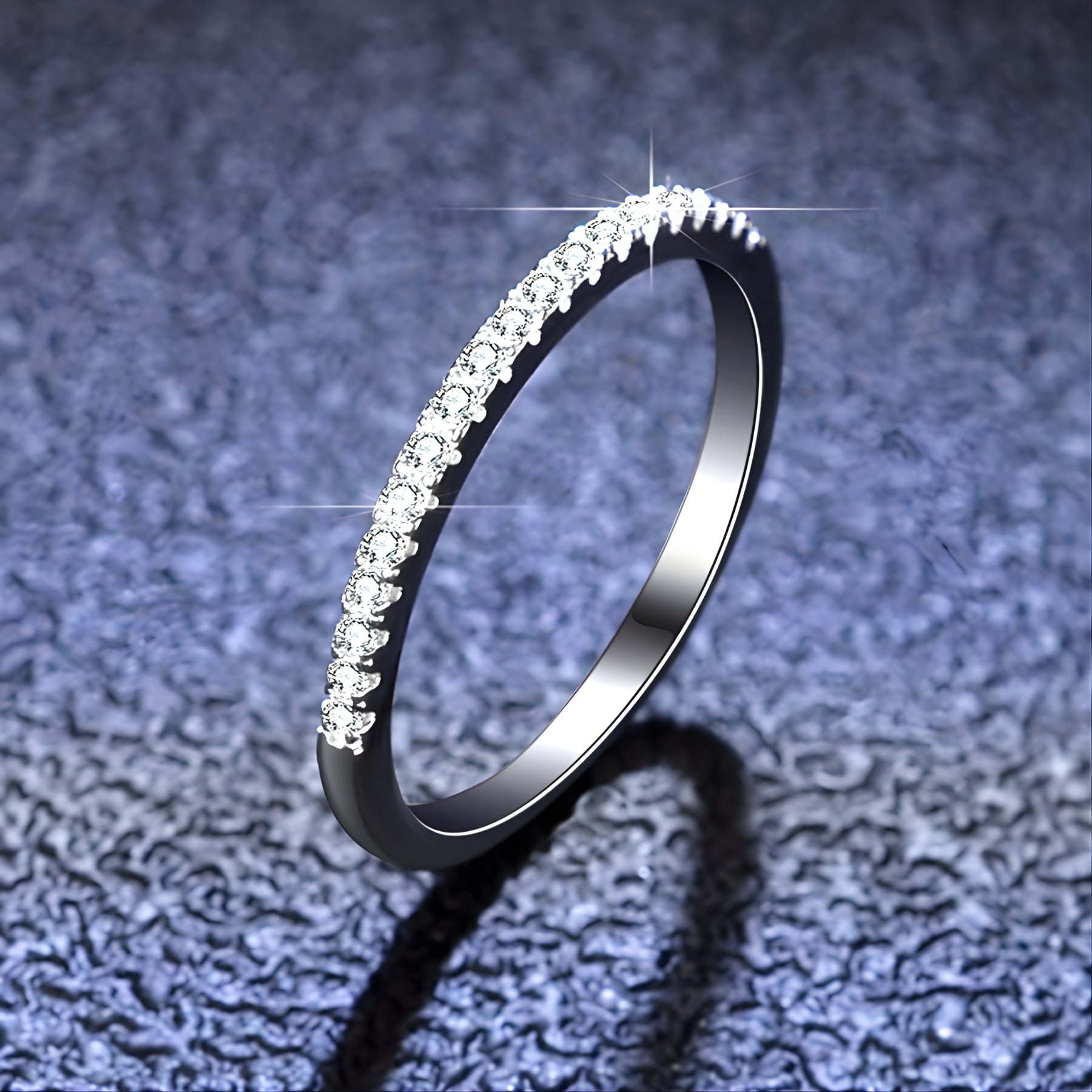 Minimal Moissanite Band Ring – 925 Sterling Silver