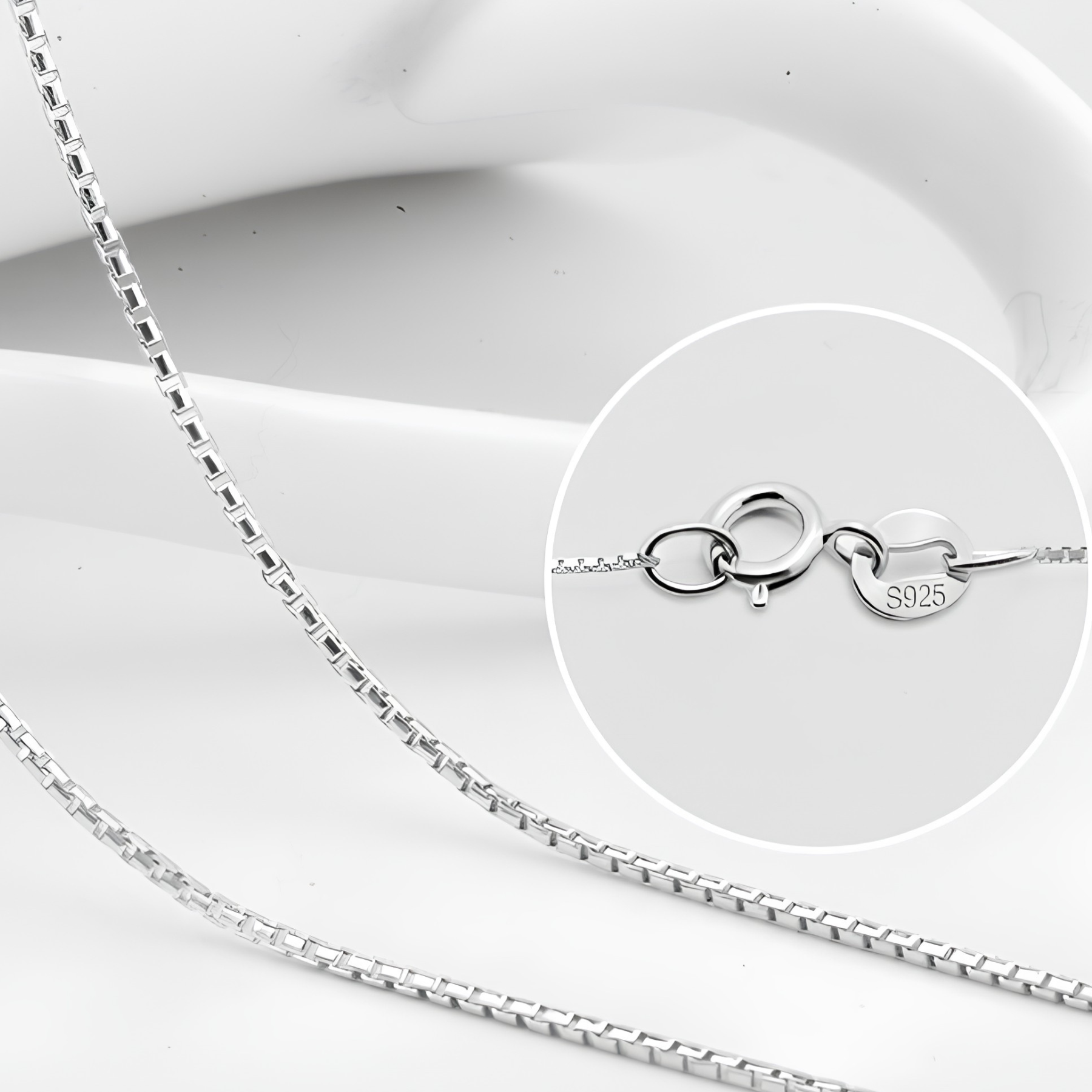 Box Chain Necklace – 925 Sterling Silver