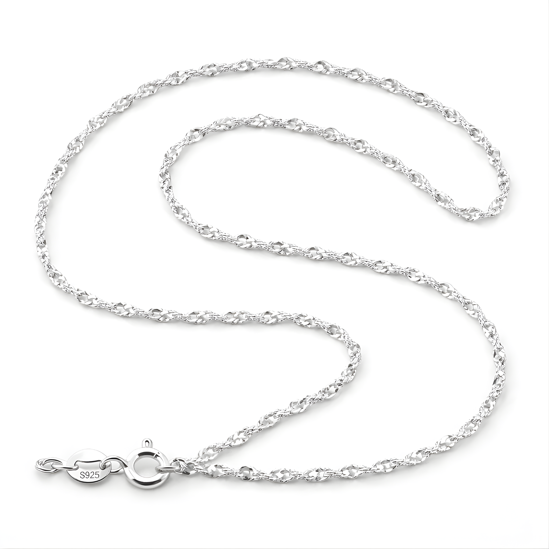 Wave Chain Necklace – 925 Sterling Silver