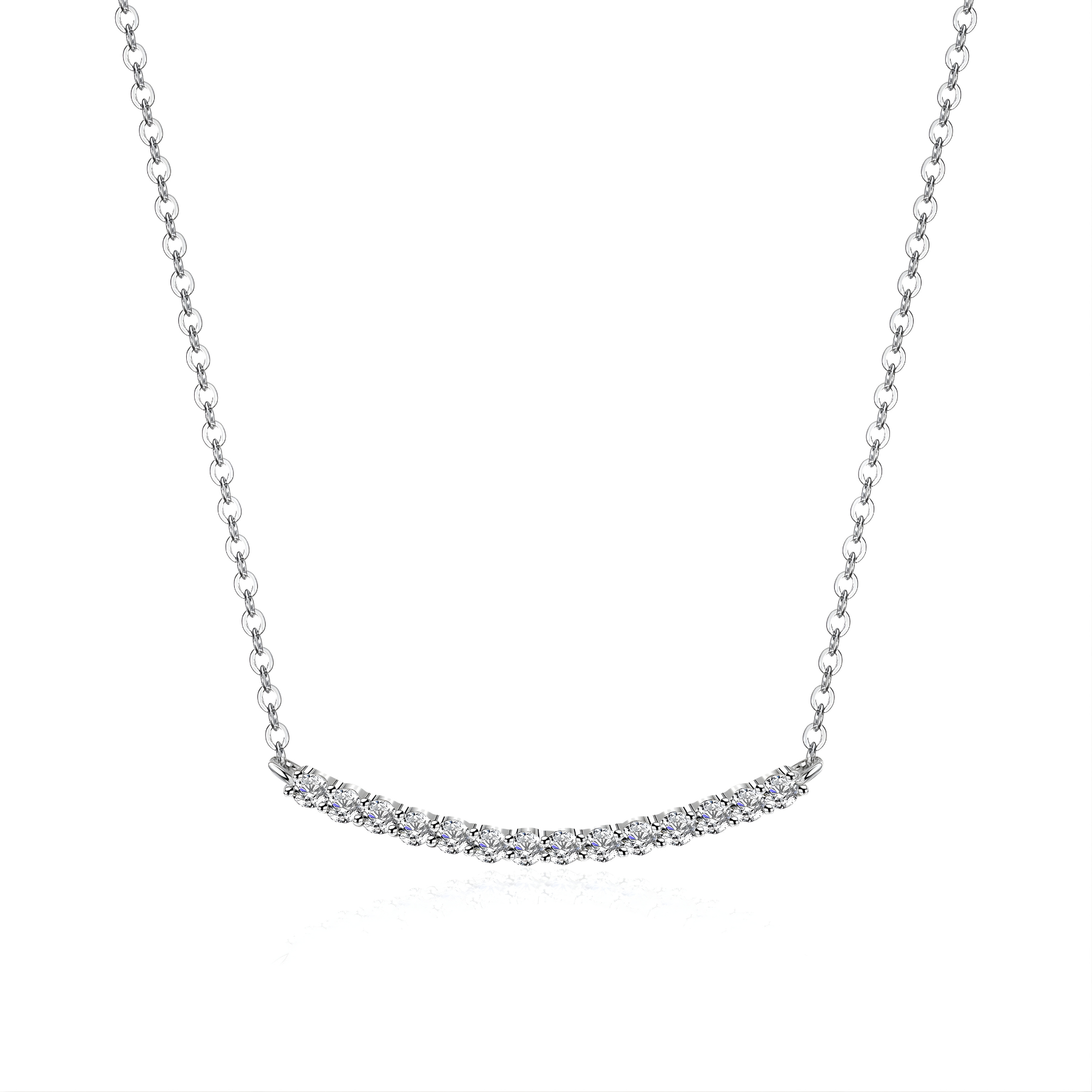 1ct Moissanite Curve Bar Necklace – 925 Sterling Silver