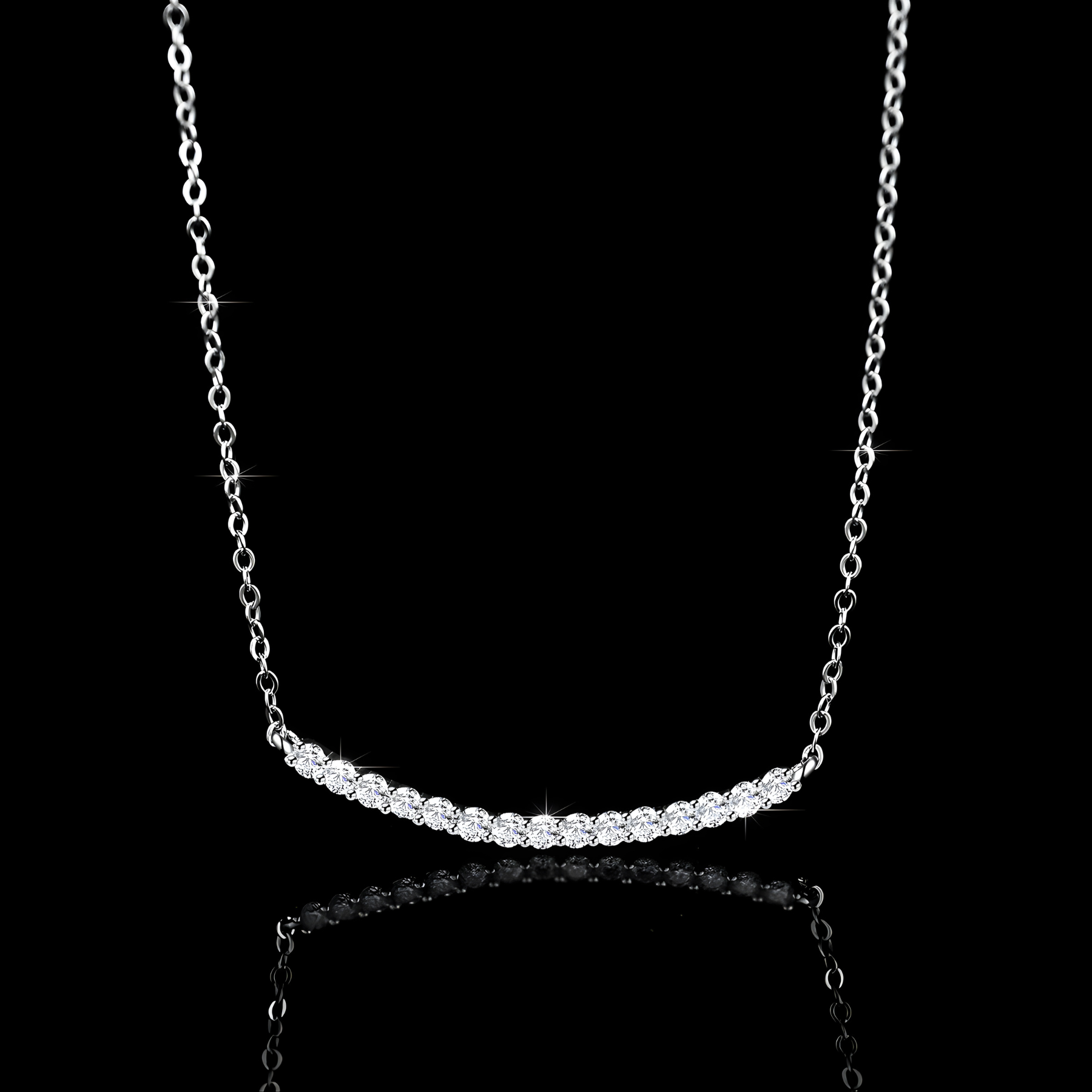 1ct Moissanite Curve Bar Necklace – 925 Sterling Silver