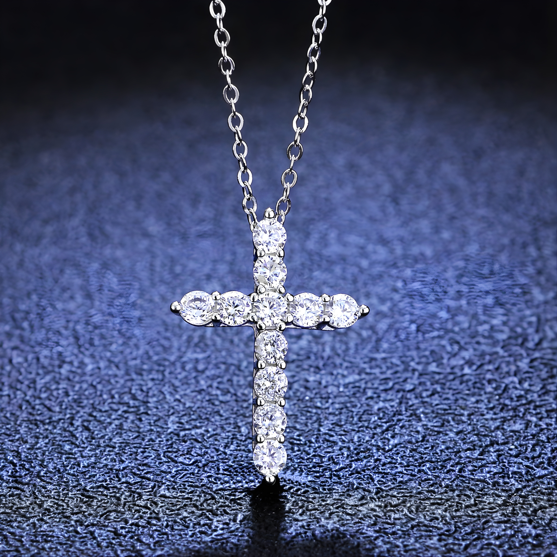 Moissanite Cross Pendant Necklace – 925 Sterling Silver