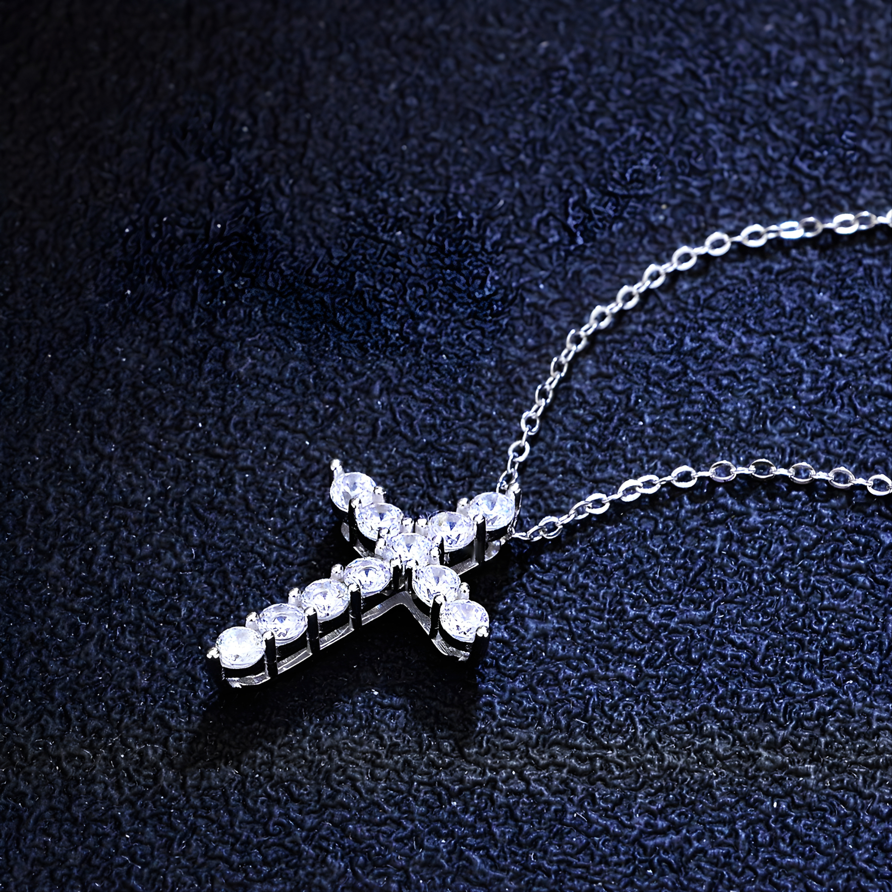Moissanite Cross Pendant Necklace – 925 Sterling Silver
