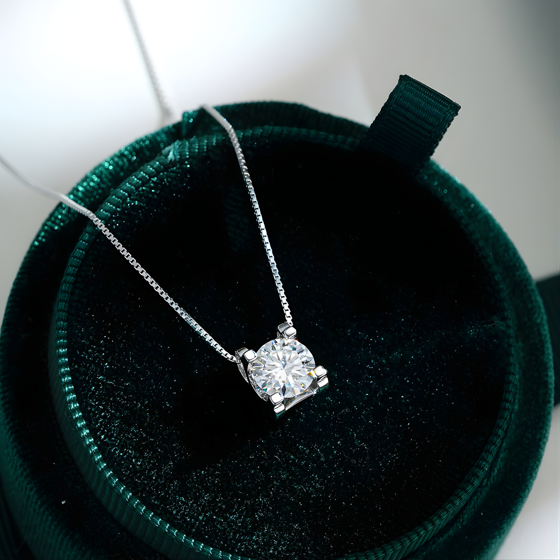 Princess Cut Moissanite Pendant Necklace – 1 CARAT / 2 CARAT | 925 Sterling Silver
